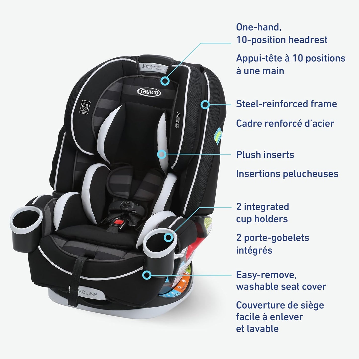 4Ever All-In-One Convertible Car Seat, 4-In-1 Baby to Big Kid Car Seat from 1.8-54 Kg (4-120 Lb), Protectplus Engineered, Rockweave