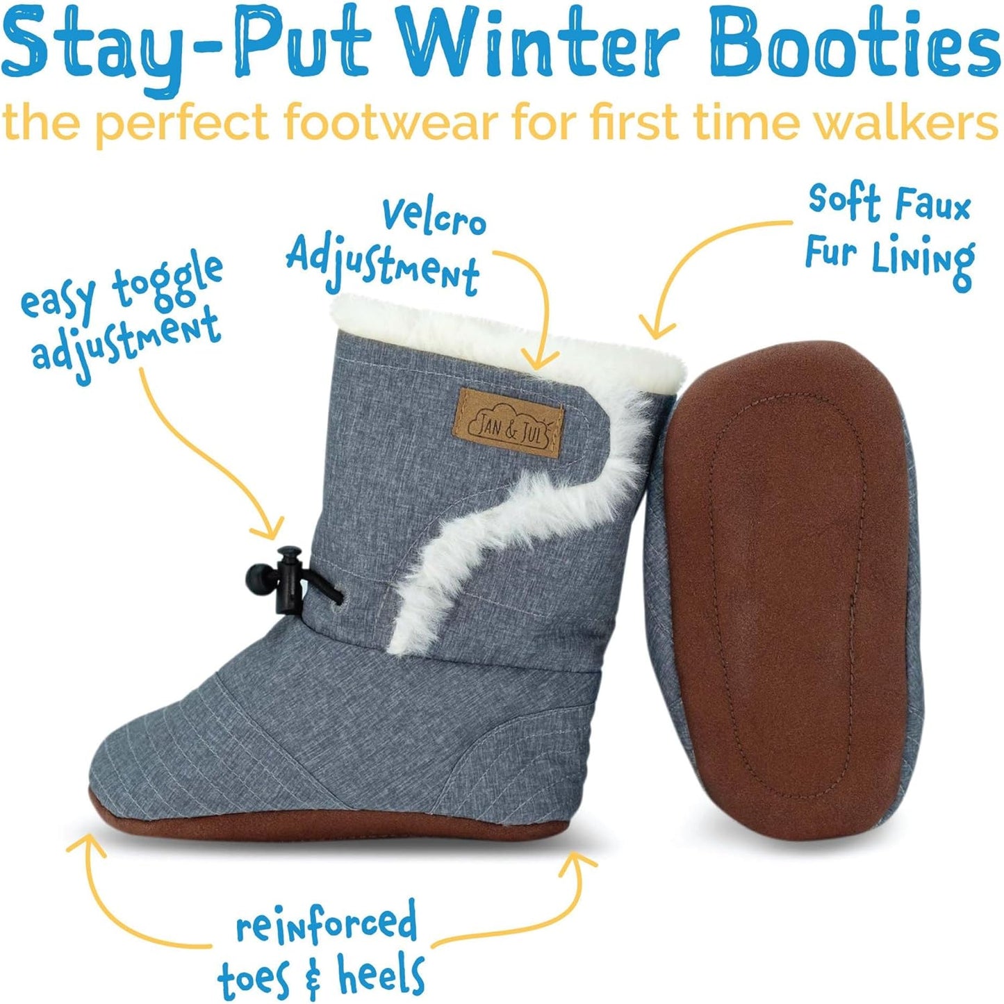 Stay-Put Winter Booties, Non-Slip Boots for Babies and Toddlers
