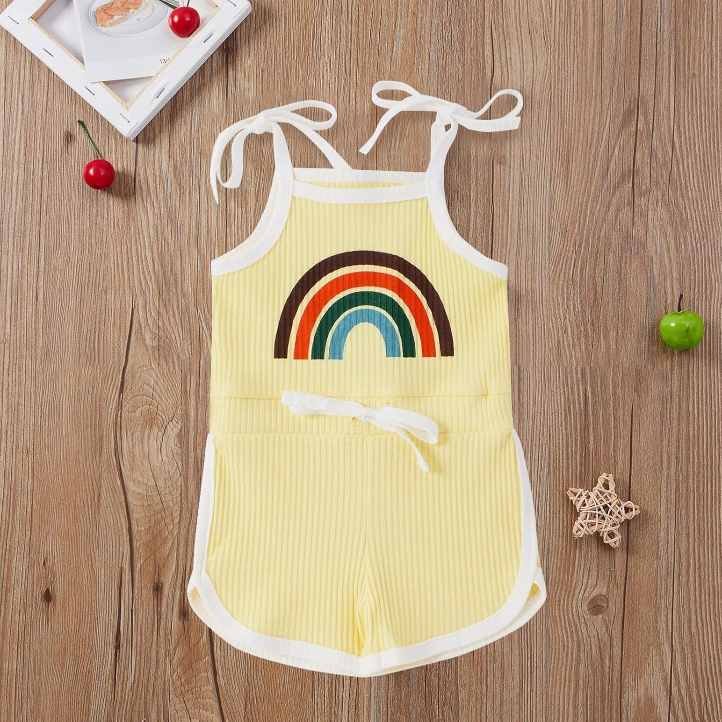 Infant Newborn Baby Girl Romper Kids Slips Sleeveless Knit Jumpsuit Cute Rainbow Backless Bodysuit Outfit