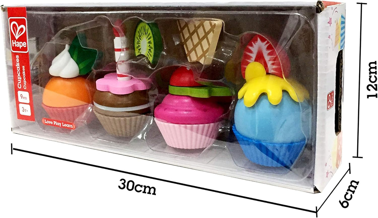 Cupcakes | Colorful Wooden Cupcakes, Children’S Pretend Play Food Kitchen Toy