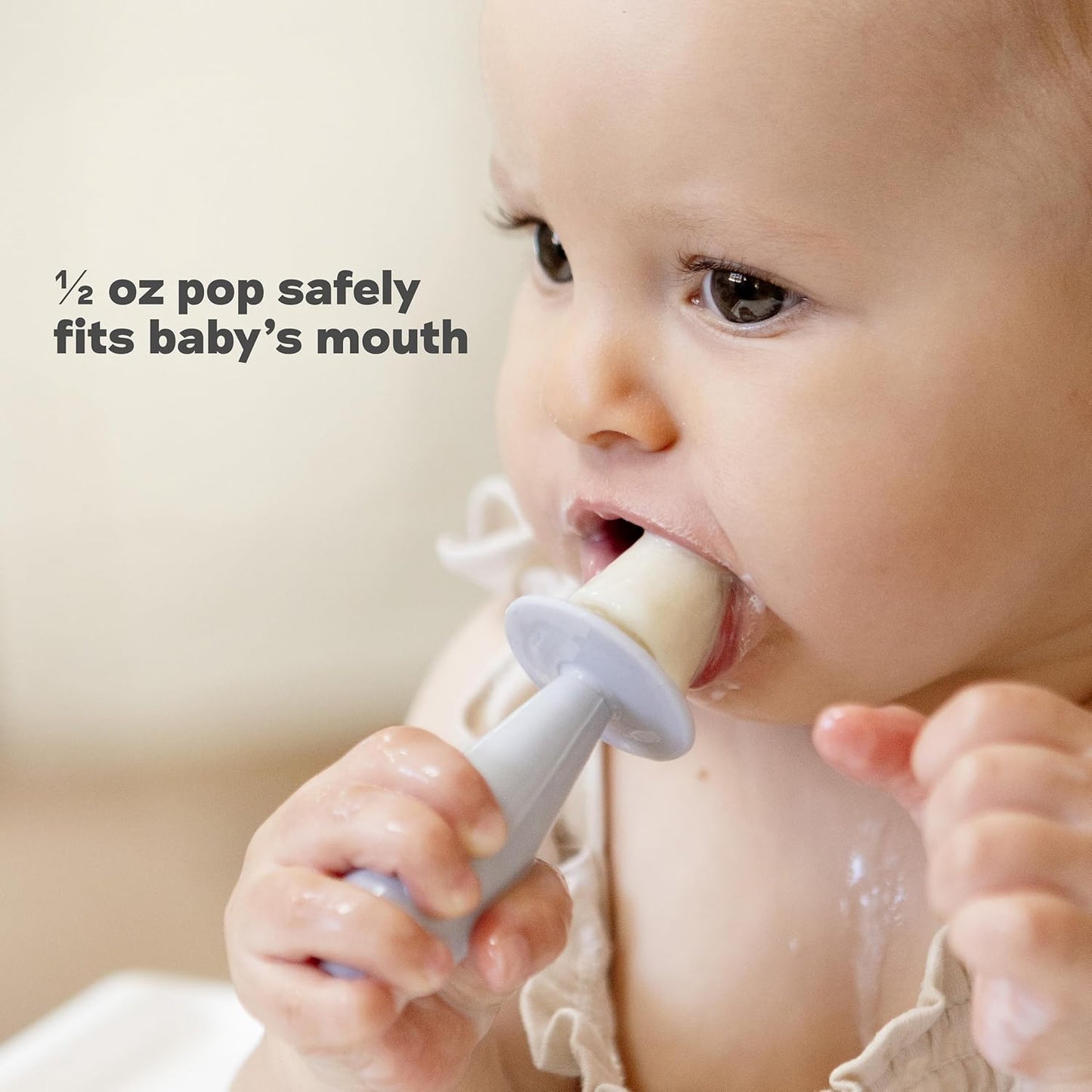 Tiny Pops (Pewter) - Popsicle Mold Set with Wands for Infants 4 Months + - Two Pack - Baby Essentials
