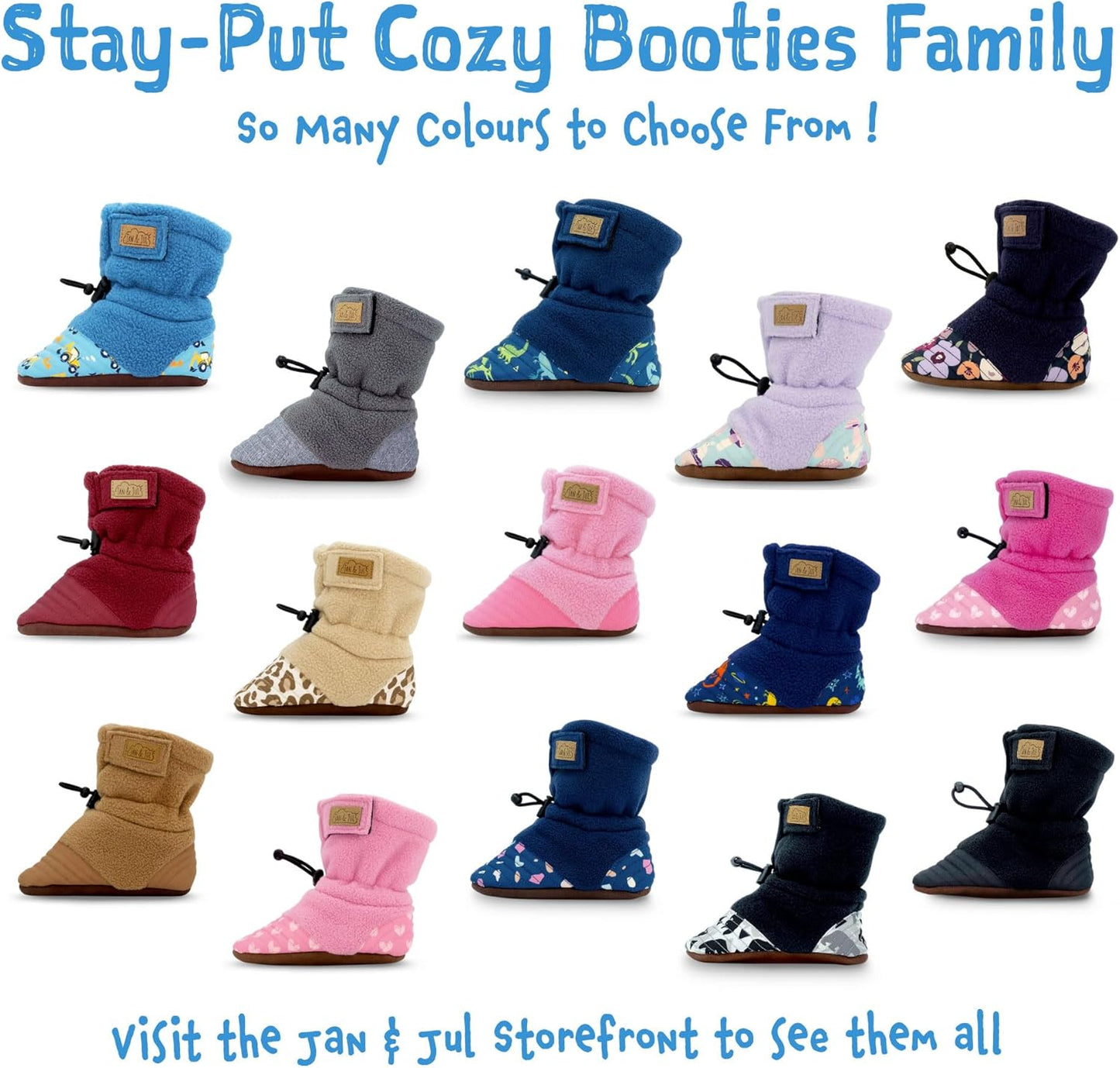 Fleece Stay-Put Cozy Booties, Non-Slip Boots for Babies and Toddlers