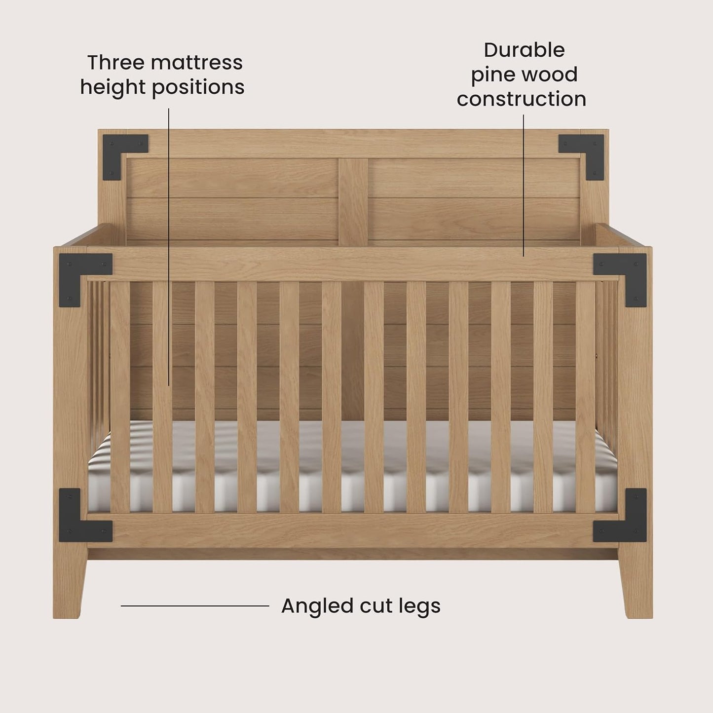 Lucas 4-In-1 Convertible Crib, Nutmeg
