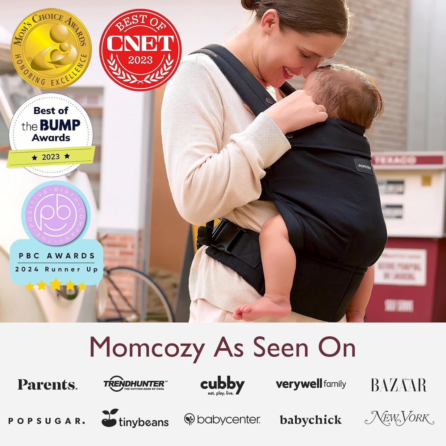 Baby Carrier Newborn to Toddler - Ergonomic, Cozy and Lightweight Infant Carrier for 7-44Lbs, Effortless to Put On, Ideal for Hands-Free Parenting, Enhanced Lumbar Support, Black