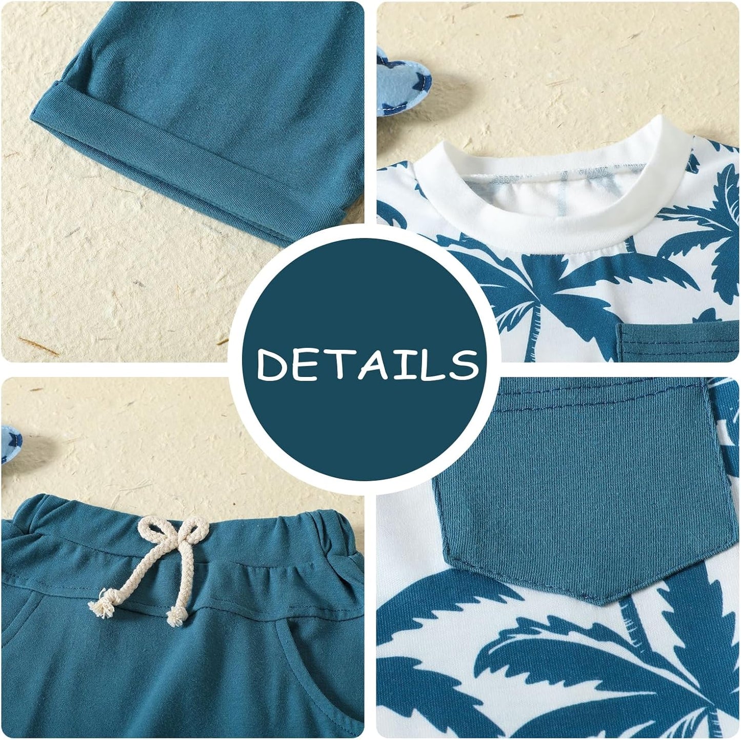 Toddler Baby Boy Clothes Short Sleeve T-Shirts Elastic Waist Shorts Set with Pockets 2 Piece Outfit Sets for 0-3Y