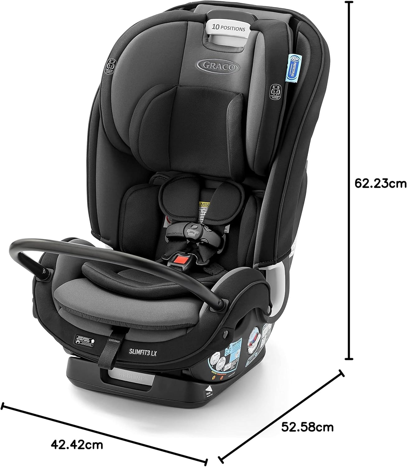 Slimfit3 LX 3-In-1 Car Seat Ft. Anti-Rebound Bar, Baby to Big Kid Car Seat, 2.2-45 Kg (4-100 Lb), Gotham