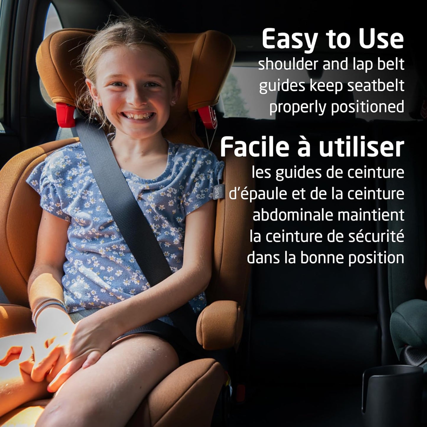 Rodisport 2-In-1 Convertible Booster Car Seat | High Back & Backless Modes | 7-Position Adjustable Height | Integrated Belt Guides | Rigid-Latch System | Cognac
