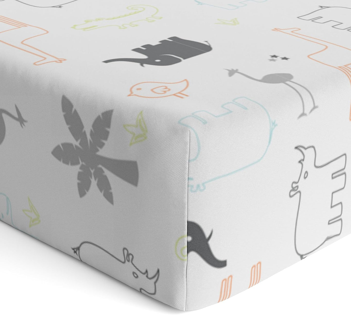 Baby 100% Breathable Cotton Percale Baby Crib Sheet, Fully Elasticized - Made in Canada 28" X 52" Multi Jungle Animal