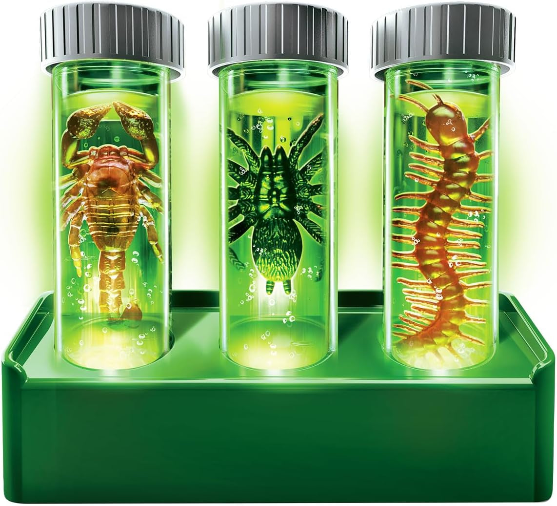 Kidzlabs Glow Critter Lab, Creepy Crawlies Come to Life, Illuminated Test Tubes, Science Project and Night Light for Ages 5+