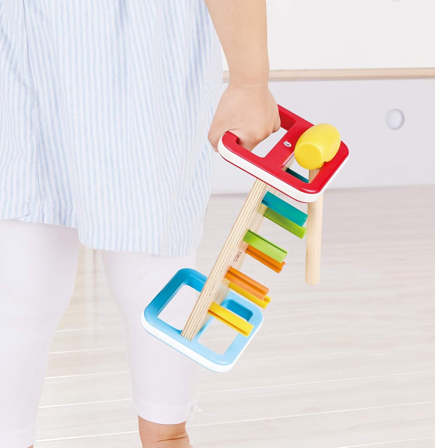 Rainbow Pounder| Pounding Bench Wooden Toy with Hammer, Multicolor