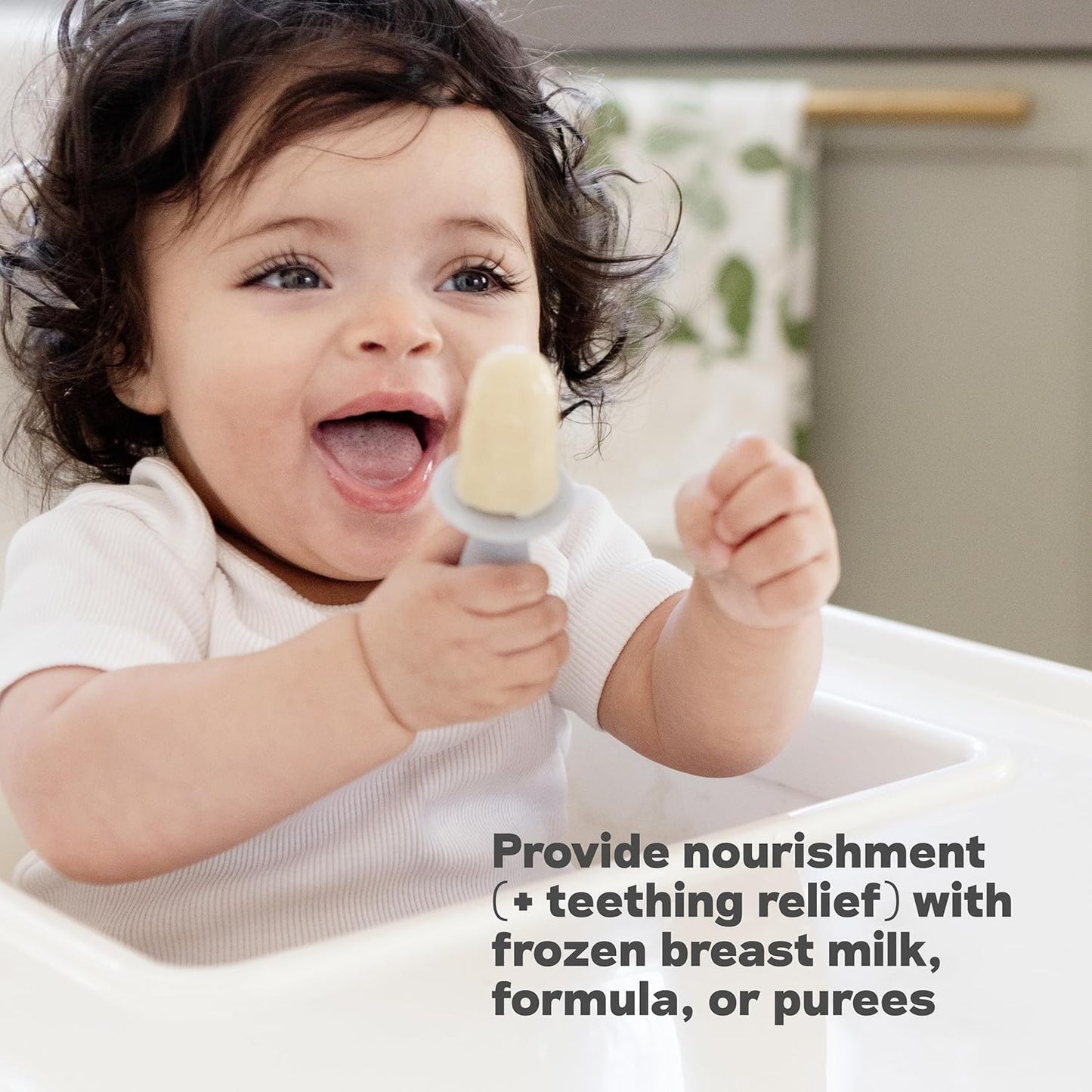 Tiny Pops (Pewter) - Popsicle Mold Set with Wands for Infants 4 Months + - Two Pack - Baby Essentials