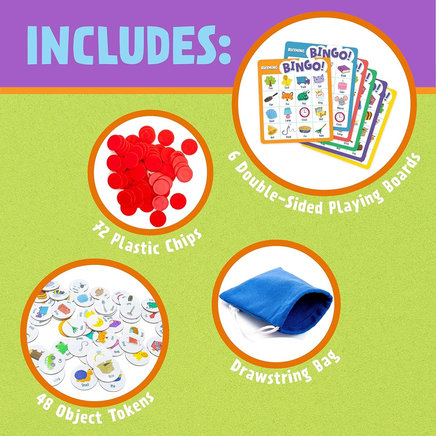 Rhyming Bingo - Reading and Learning Game for Kids Ages 4 Years and Up