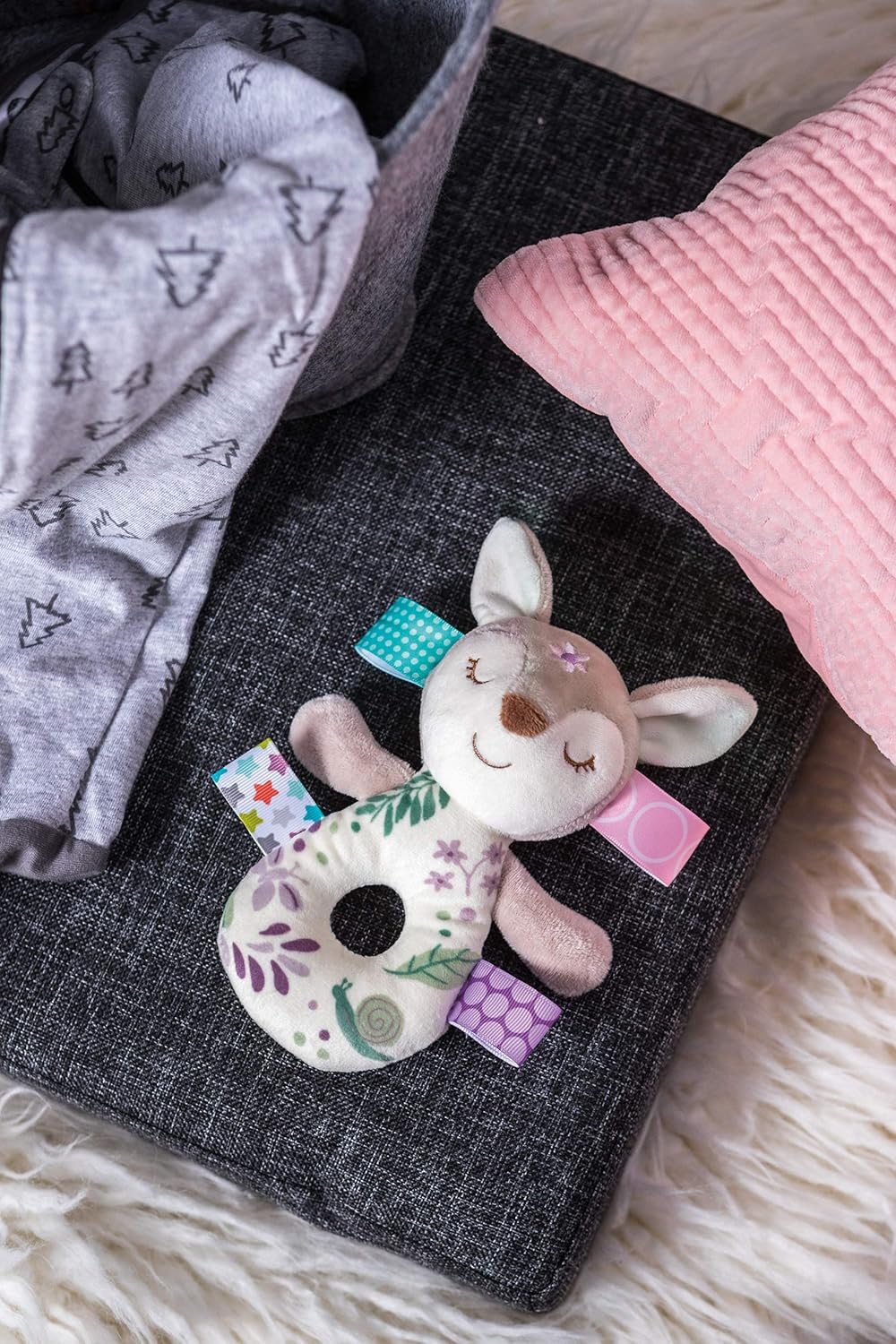 - Baby Infant Toddler - Taggies Rattle - Flora Fawn - Sensory Toy 6''