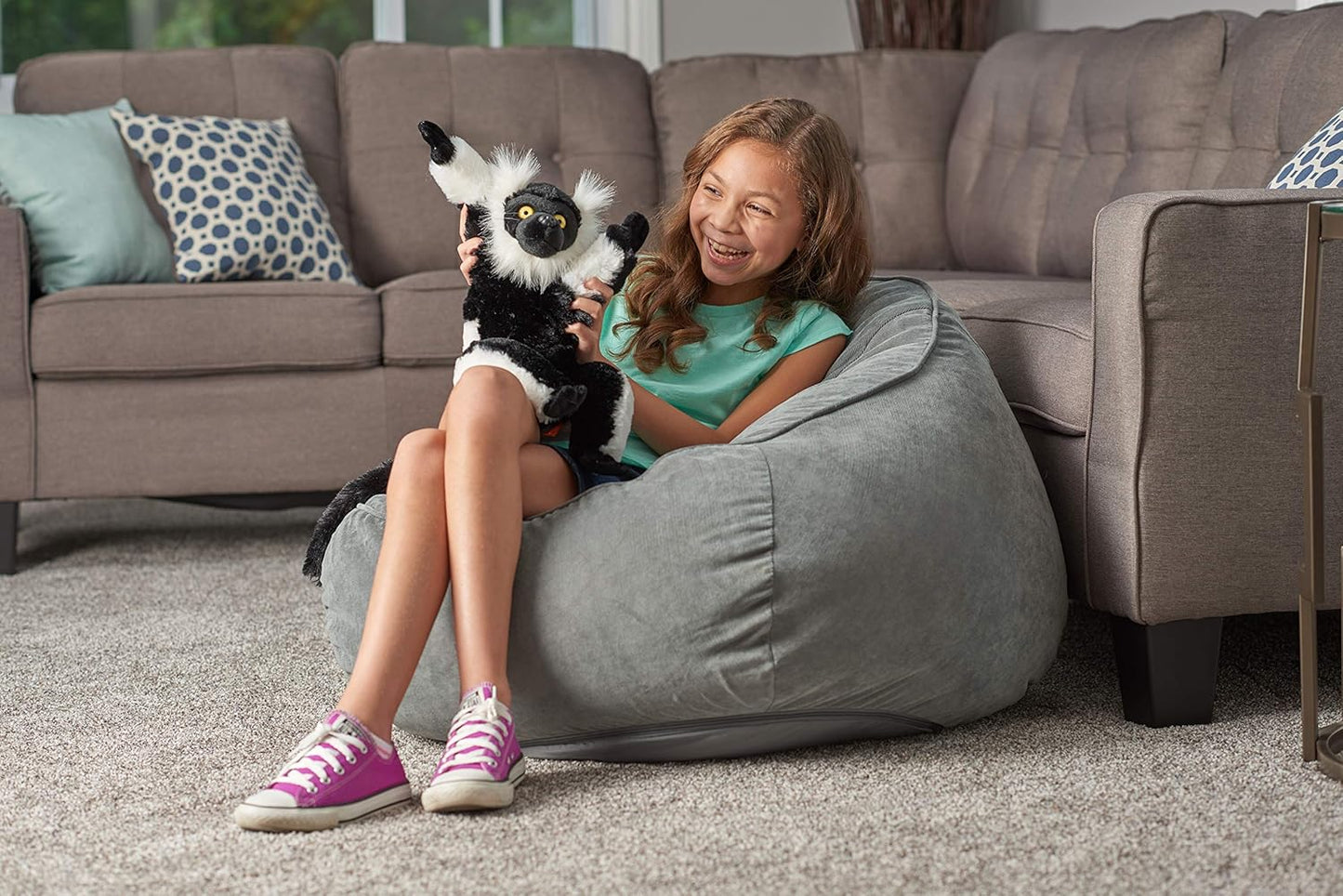 Lemur Plush Stuffed Animal Toy, Gifts for Kids, Black and White, 12 Inches