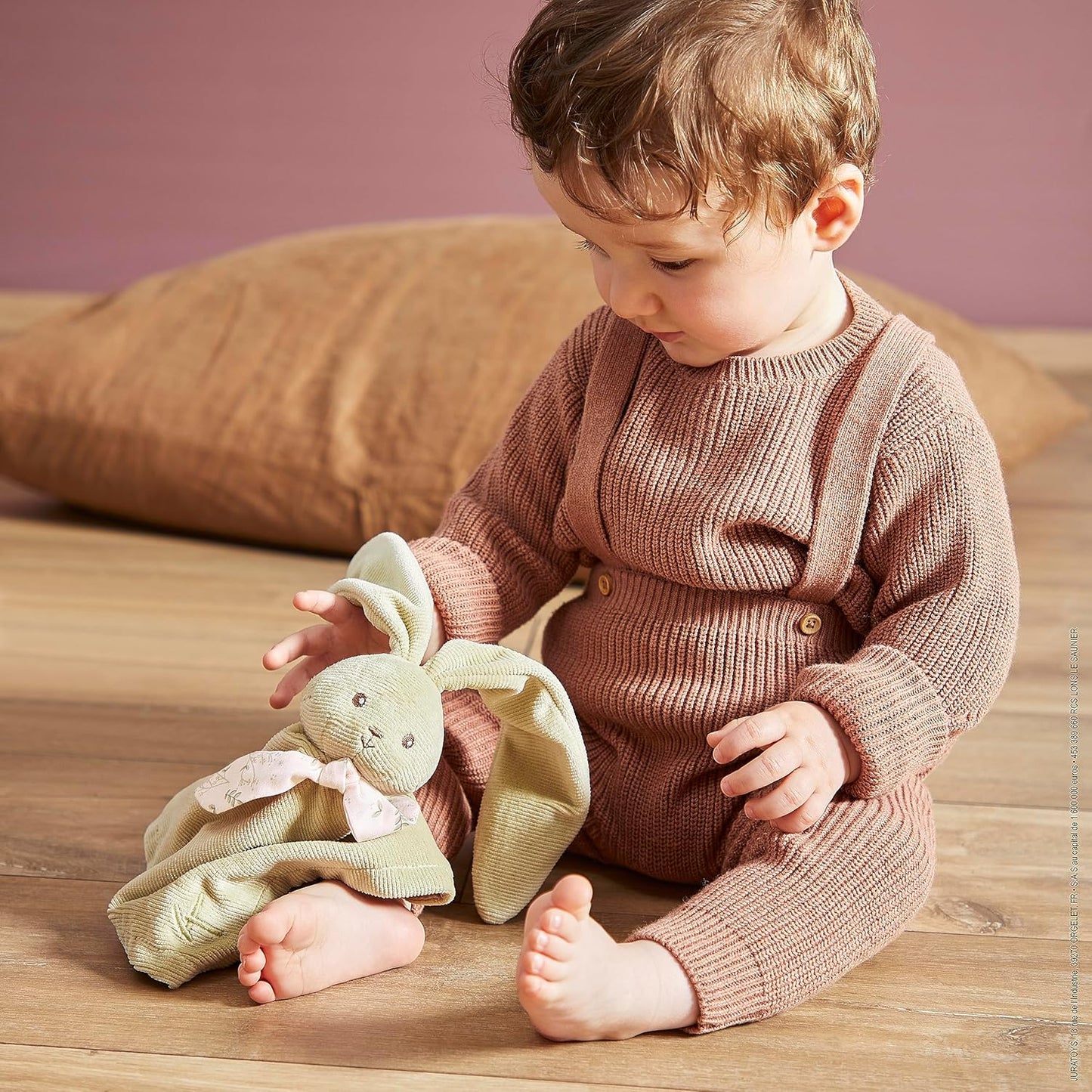 - Square Doudou Rabbit Green - Lapinoo - Soft Polyester and Micro-Velvet Baby Comfort Blankie - Early Development Toy - from Birth - K218016.