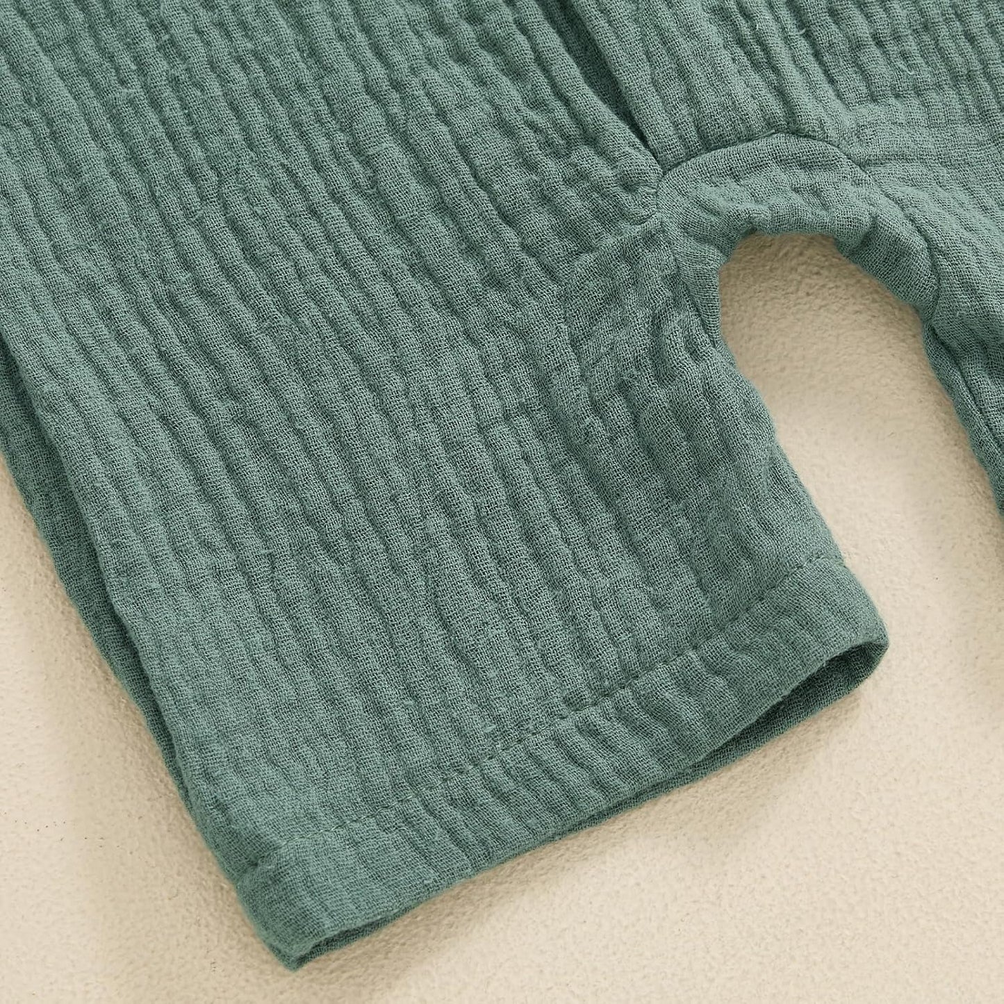 Baby Boy Cotton Linen Jumpsuit Infant Summer Romper Solid Color Short Sleeve Lapel Button down Overalls Bodysuit