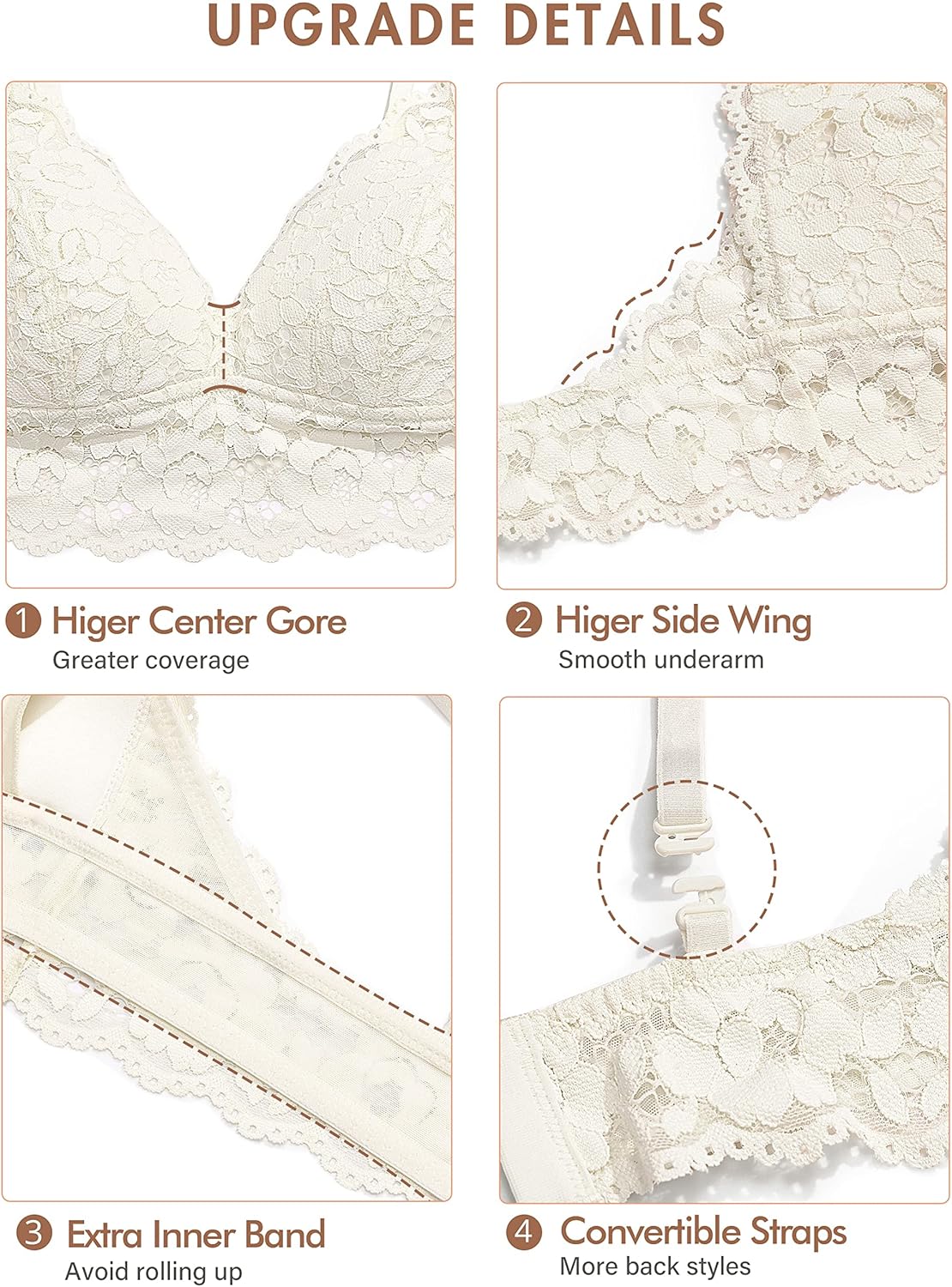 Women'S Lace Nursing Bra Wirefree Padded Breastfeeding Maternity Bralette Cute More Coverage