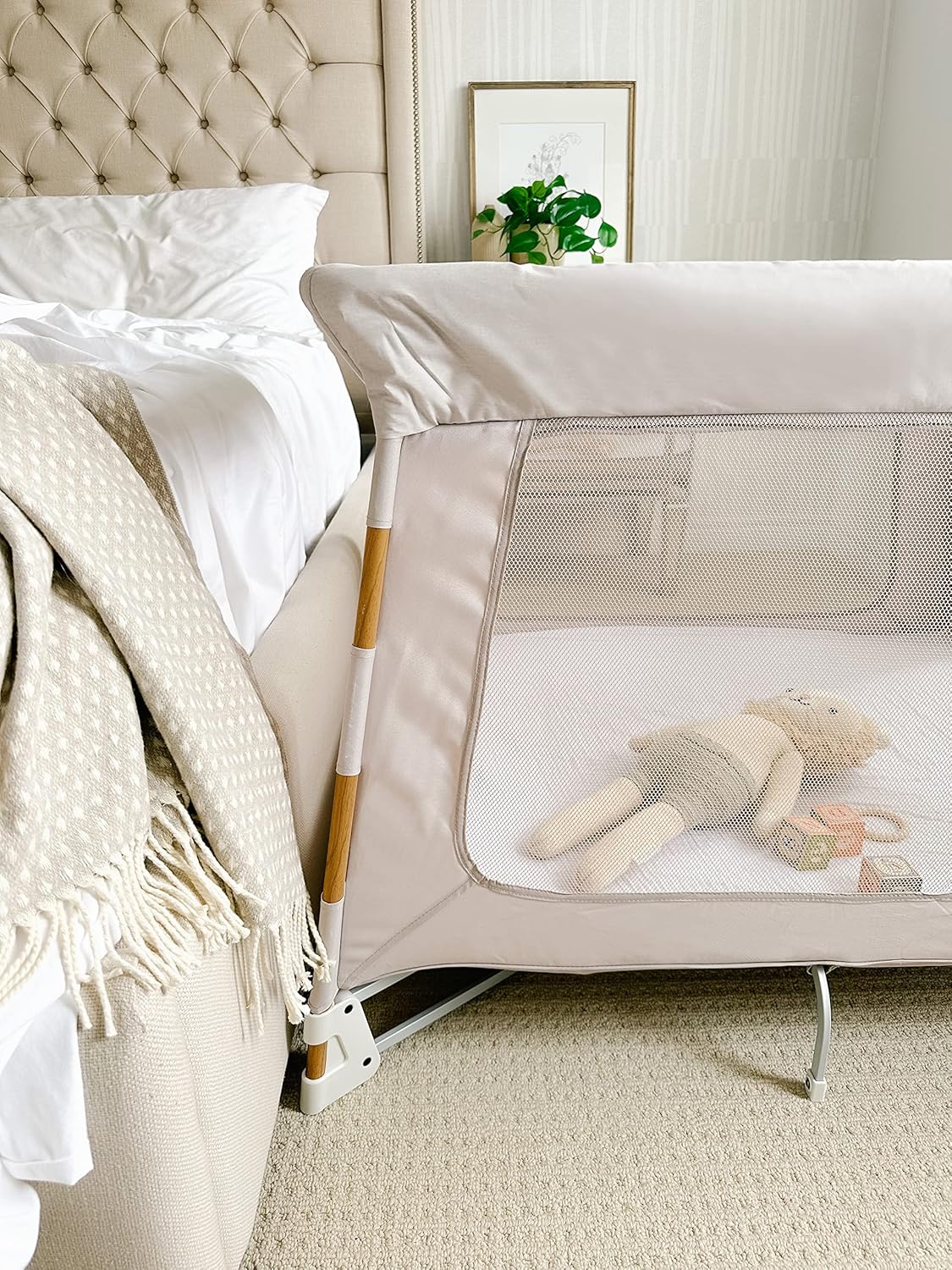 Swift Playard, Playpen with 3-In-1 (Newborn Bassinet, Toddler, Play), Portable, Ultra Comfort, 1 Step Fold, Travel Bag Included, Horizon Sand
