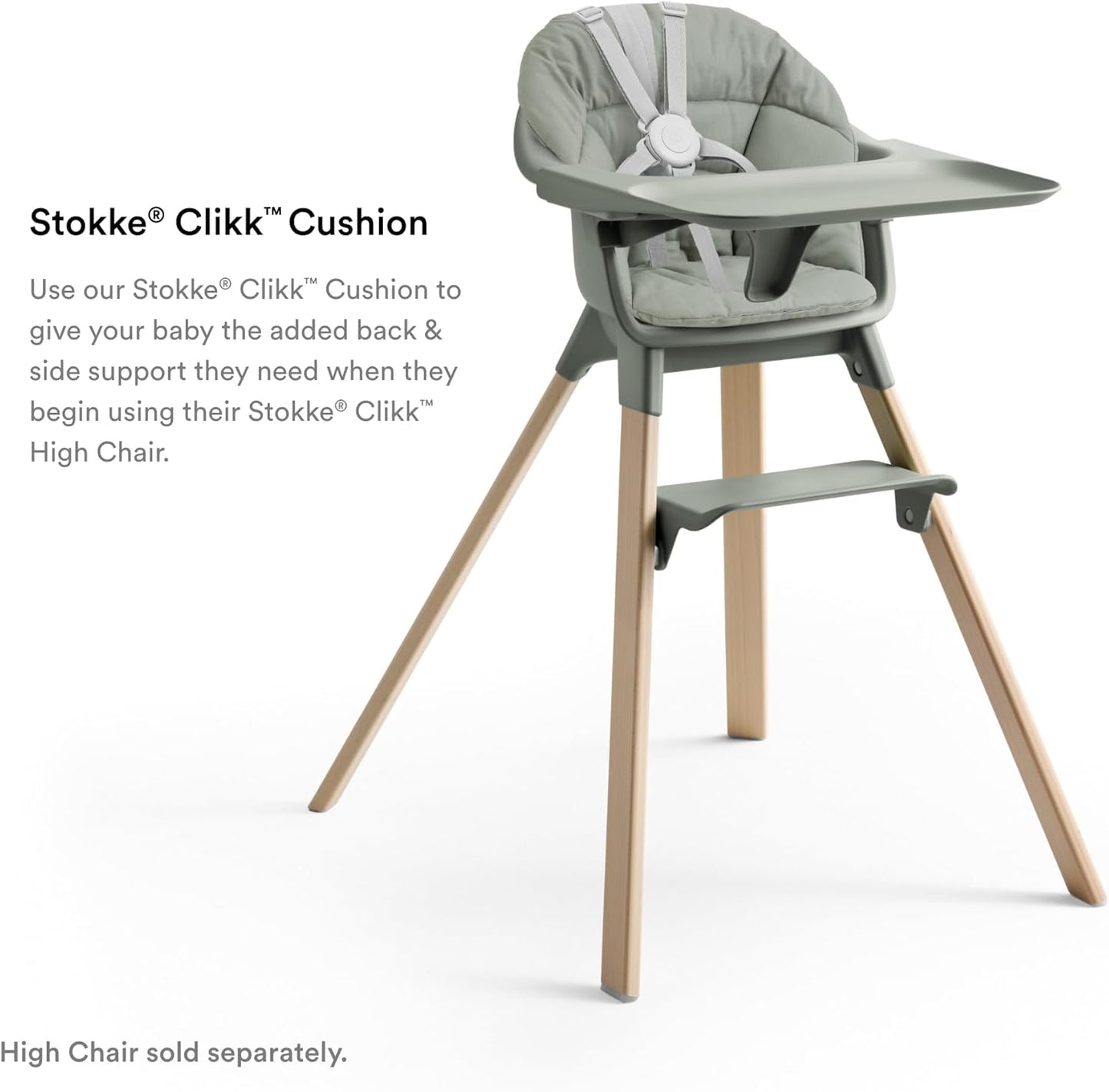 Clikk Cushion, Glacier Green - Compatible with Clikk High Chair - Provides Support for Babies - Made with Organic Cotton - Best for Ages 6-36 Months