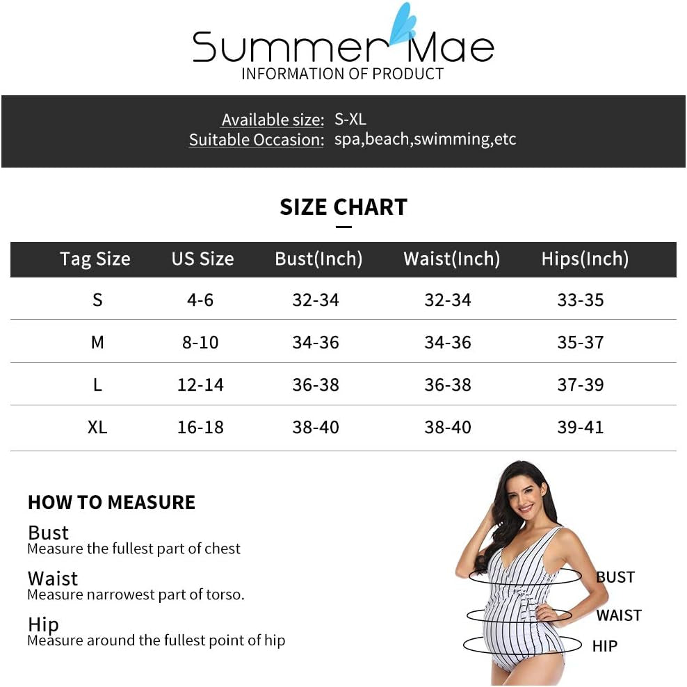 Maternity Swimsuit One Piece Tie Front Bathing Suit V Neck Pregnancy Swimwear High Cut