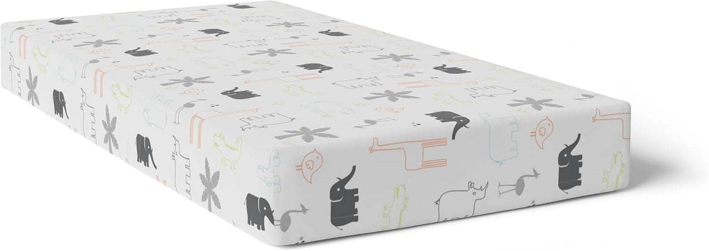 Baby 100% Breathable Cotton Percale Baby Crib Sheet, Fully Elasticized - Made in Canada 28" X 52" Multi Jungle Animal