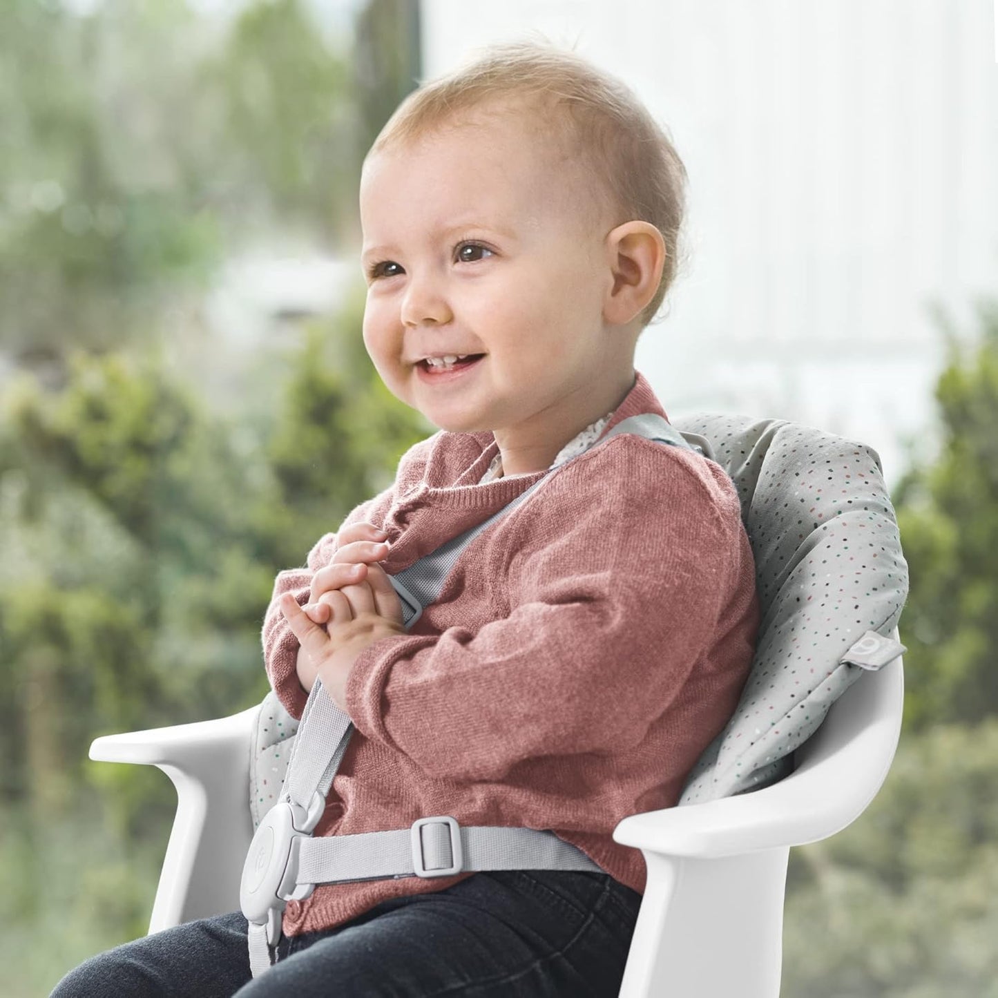 Clikk Cushion, Grey Sprinkles - Compatible with Clikk High Chair - Provides Support for Babies - Made with Organic Cotton - Reversible & Machine Washable - Best for Ages 6-36 Months