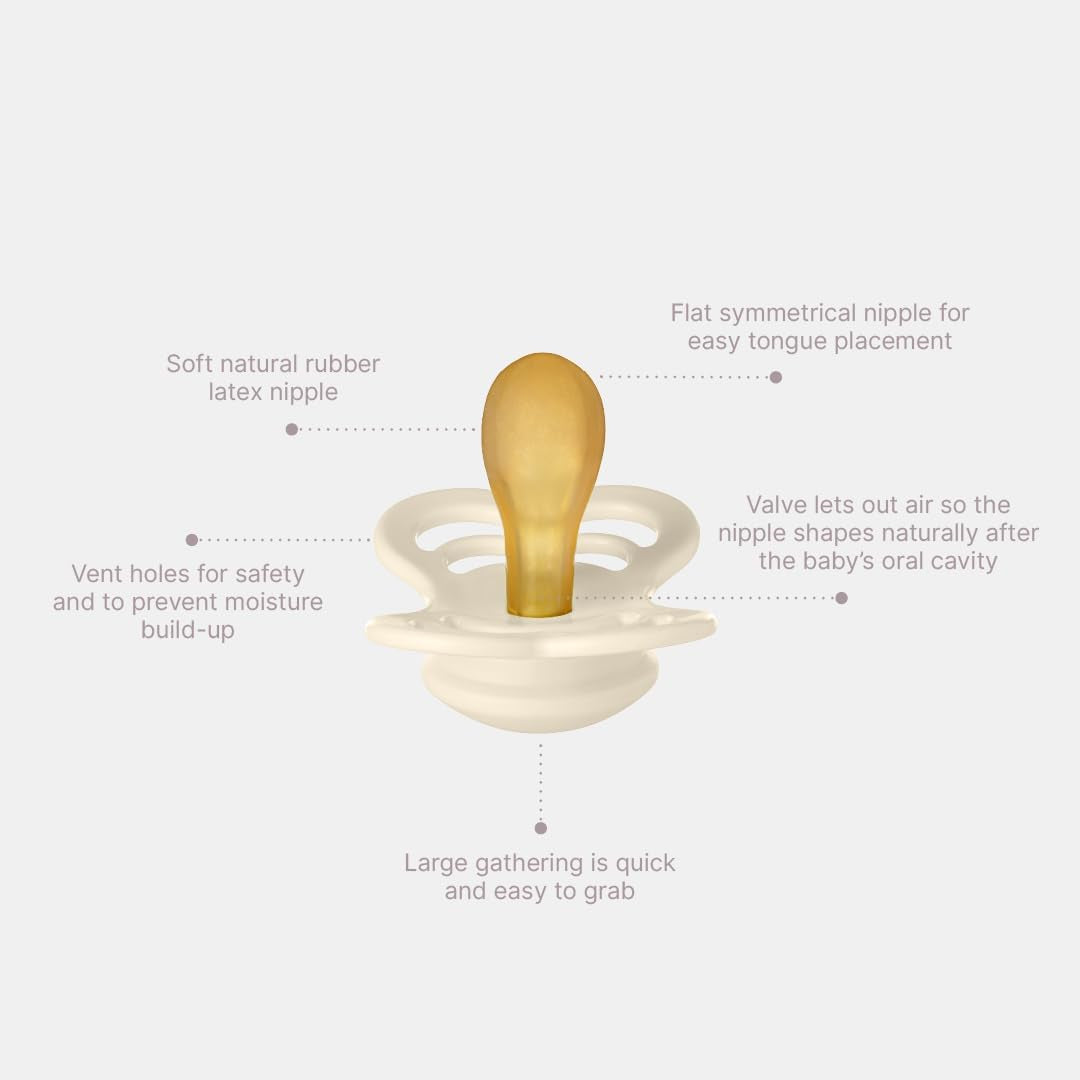 Pacifiers - Supreme Collection | Bpa-Free Baby Pacifier | Made in Denmark | Set of 2 Sand Color Premium Soothers | Size 0-6 Months