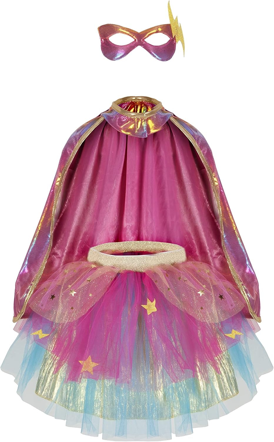 Super-Duper Tutu/Cape/Mask, Pink/Gold Size 4-6
