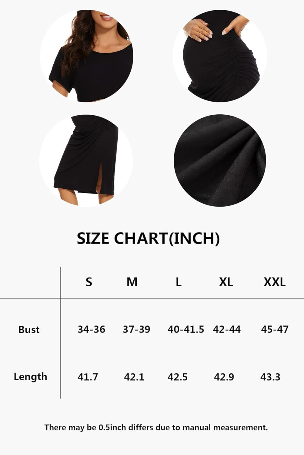 Women'S Maternity Dress Short Sleeve Ruched Split Pregnancy Clothes