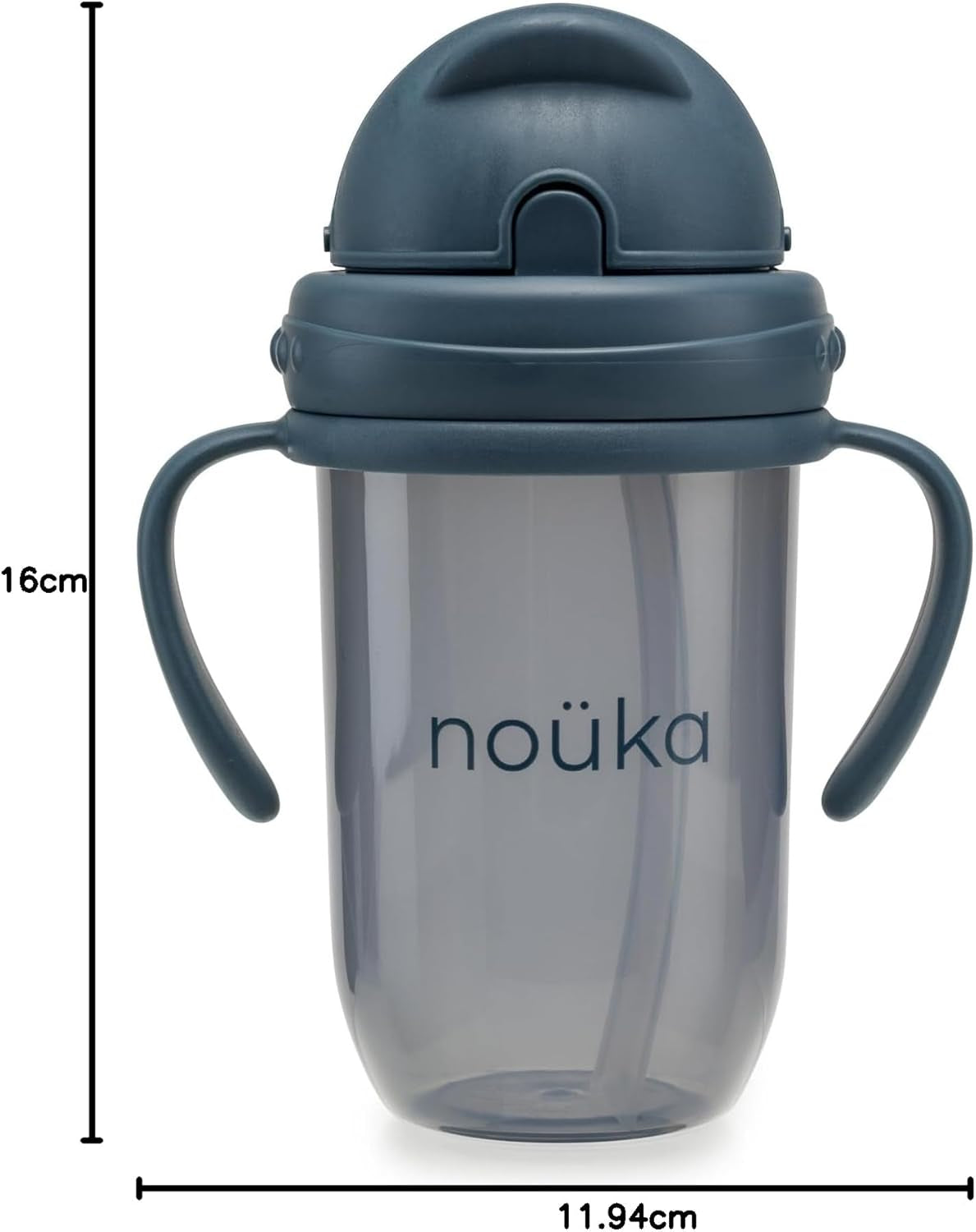 Nouka Straight Straw Cup with Click Top Lid | Leak Proof and Easy Grip | Removable Handles | Deep Ocean