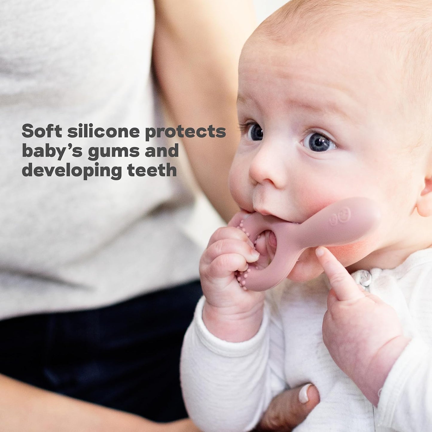 Oral Development Tools (3 Pack in Blush) - Non-Slip Loop, Smile and Stick, 100% Silicone Tools That Encourage Speech Sound - Sensory Bumps - Dishwasher Safe - 3 Months+