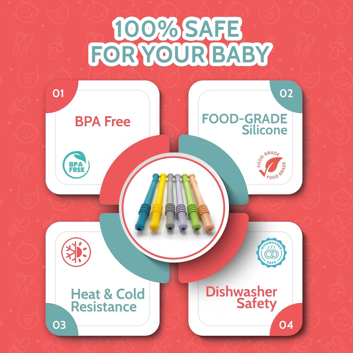 Teething Toys for Babies, Baby Teething Relief, 6 Vibrant Colors, Super Soft Silicone Jouet Dentition Bebe, Perfect Baby Gifts Baby Boy Gifts