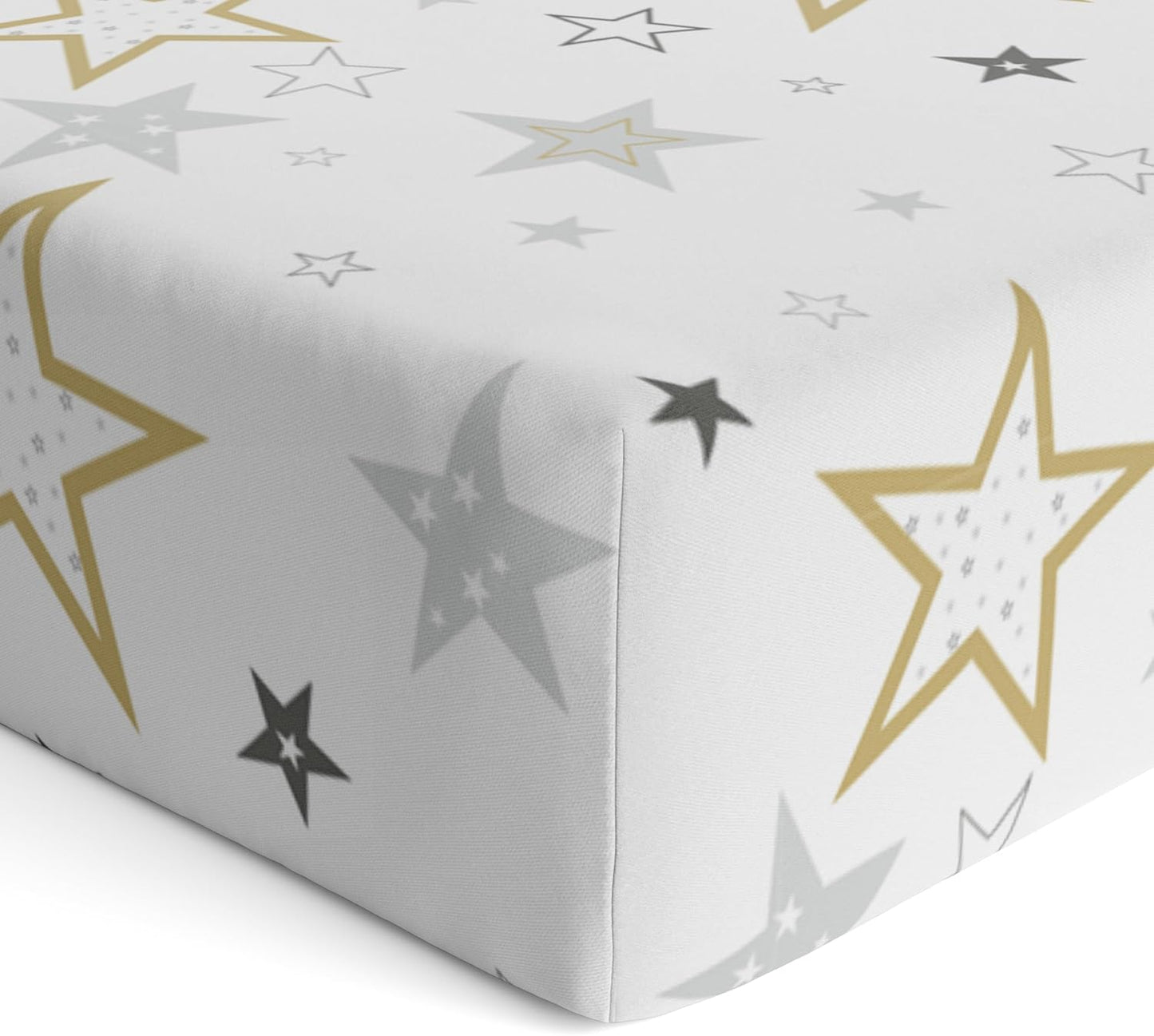 Baby 100% Breathable Cotton Percale Baby Crib Sheet, Fully Elasticized - Made in Canada 28" X 52" Multi Golden Star