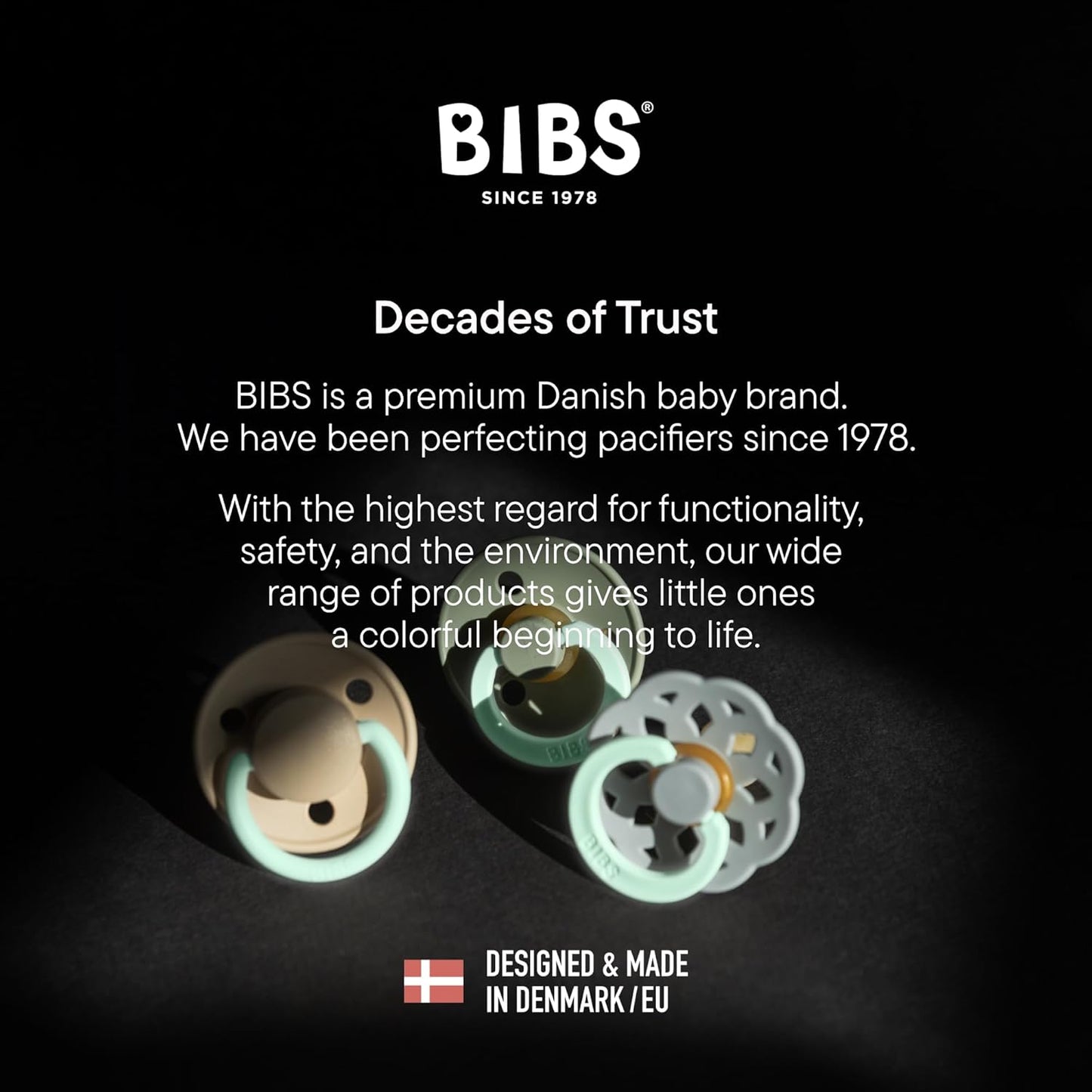 Colour Glow 2 Pack Pacifiers - BPA Free | Made in Denmark | Sand Glow/Iron Glow | Size 6-18 Months