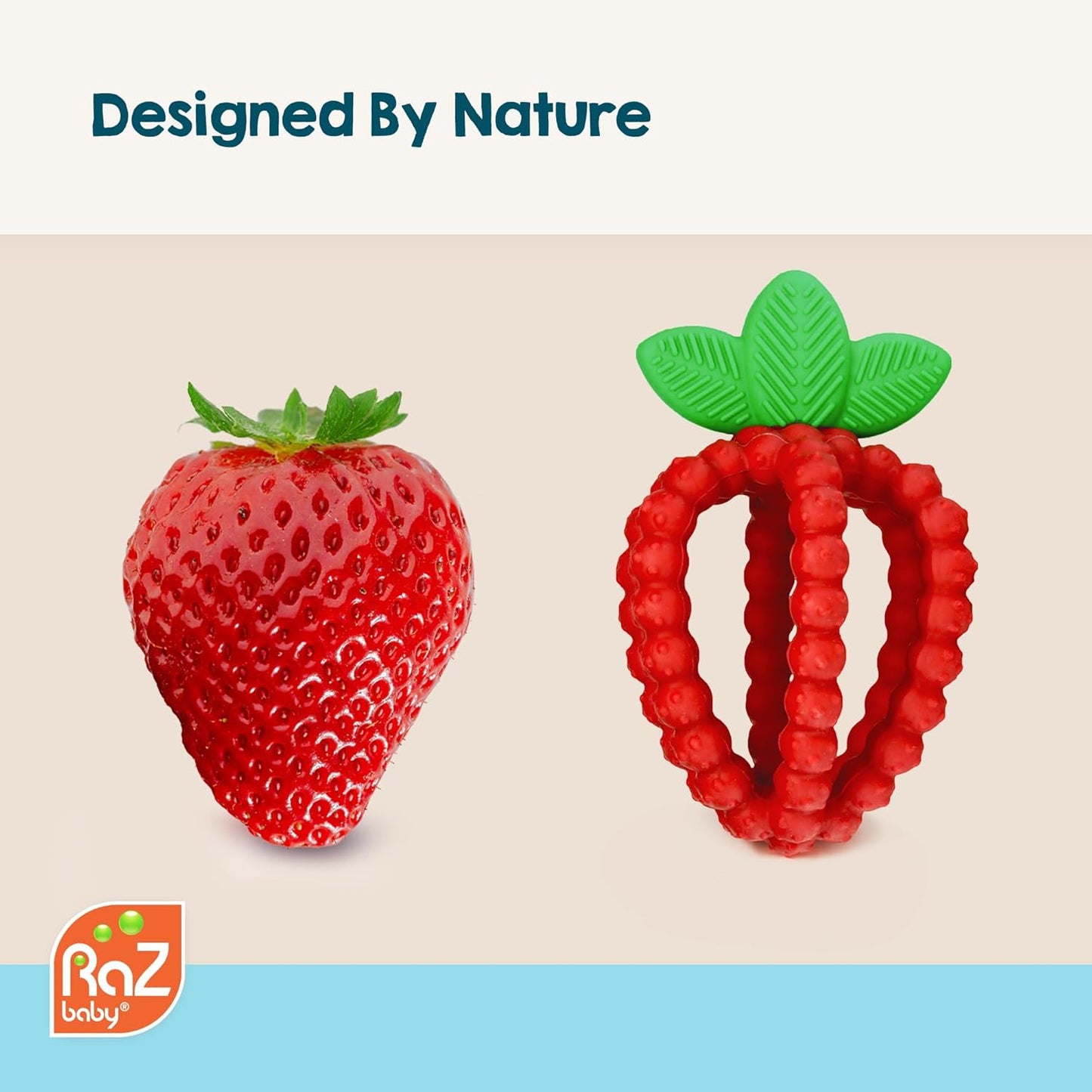 Silicone Infant & Baby Teething Toy, Textured Berrybumps Soothe Babies’ Sore Gums, Razberry Bites Relief Teether, Back & Front Teeth, BPA Free, Easy to Hold, Fruit Shape for Babies 3M+ - Red