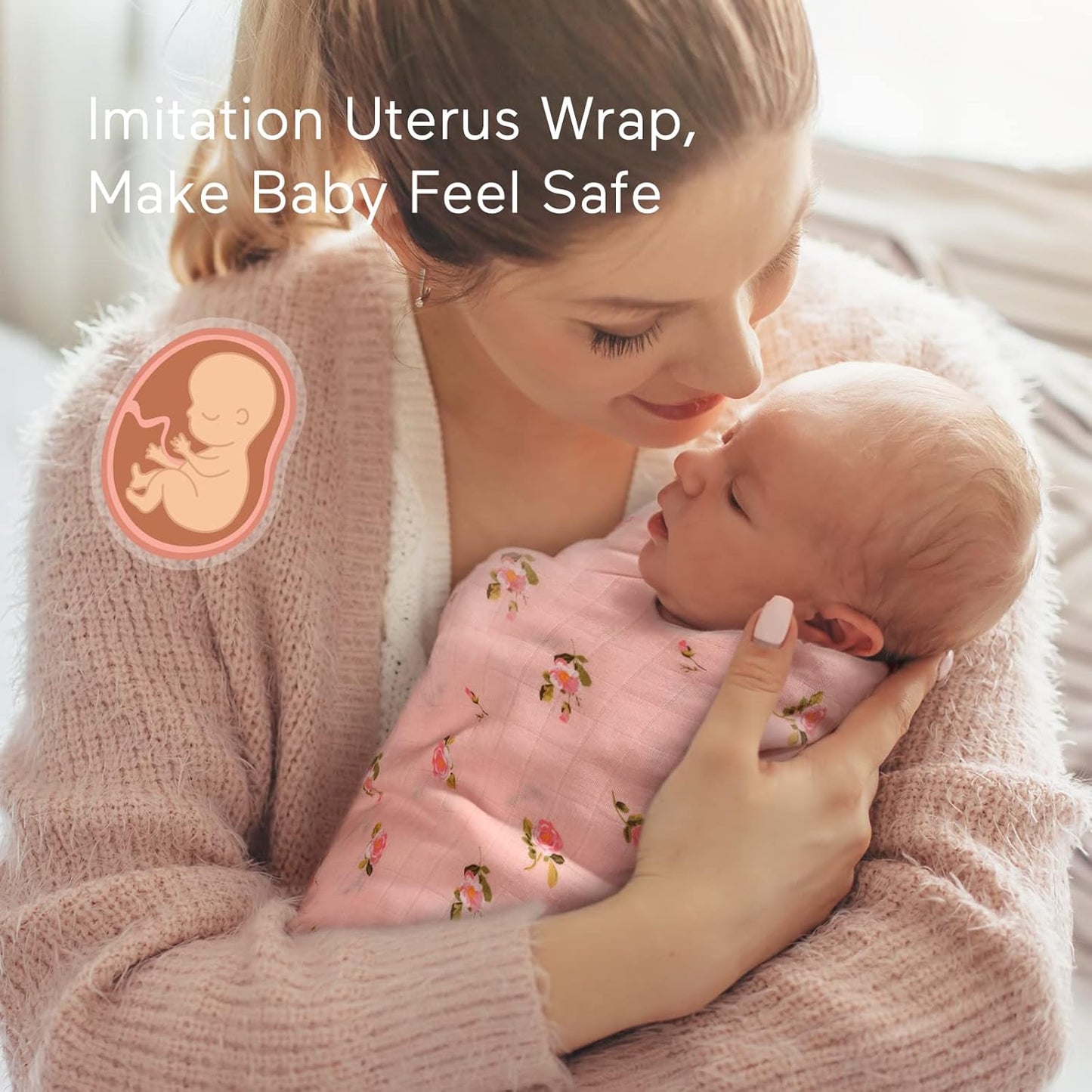 Muslin Swaddle Blanket Baby Girl Newborn, 4 Pack Large Wrap Swaddle Blankets Soft Silky Breathable (70% Bamboo + 30% Cotton), Receiving Blanket, Floral Design