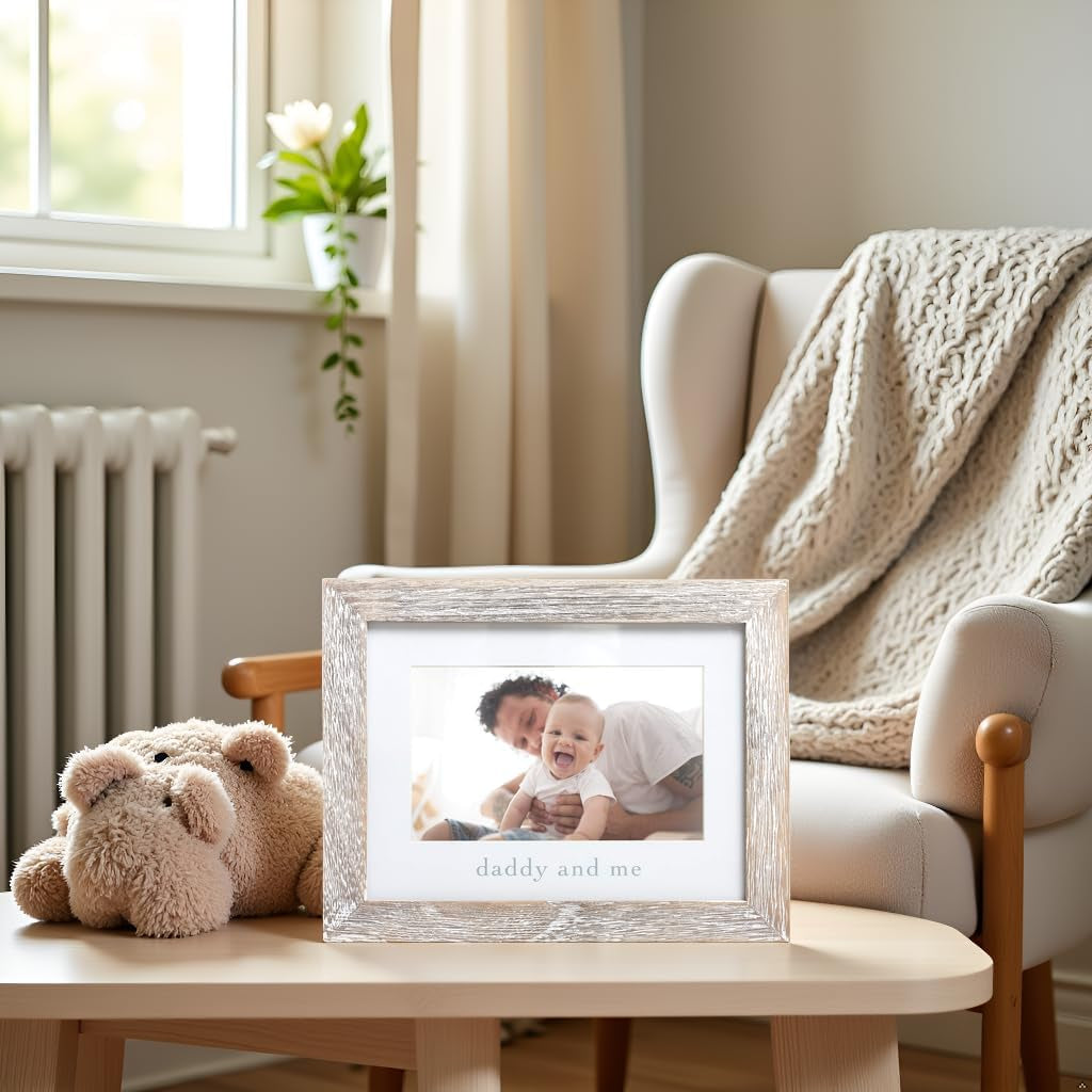 Daddy & Me Baby Picture Frame, Gender-Neutral Dad & Baby Frame, Nursery Decor, 4" X 6" Photo Insert, Wood