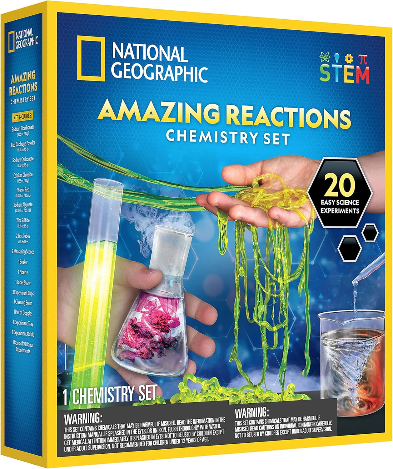 Chemistry Set for Kids - Chemistry Kit with 20 Science Experiments, Make Glowing Worms, Fizzy Solutions and More, Great Chemistry Gift for Girls and Boys