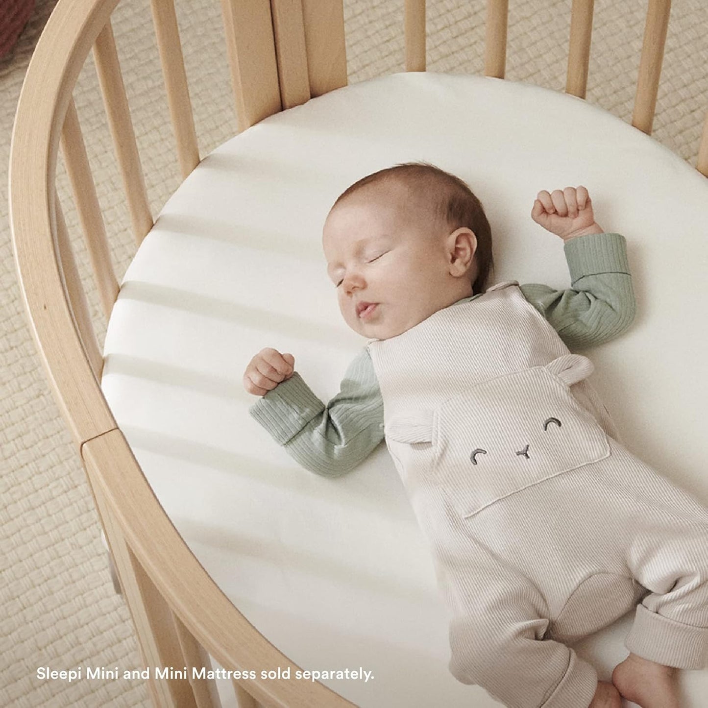 Sleepi Mini Fitted Sheet, White - Soft Sheets for Sweet Dreams - Made for the Oval Sleepi Mini Mattress - Safe, Stylish & Washable - 100% Fine Cotton Percale