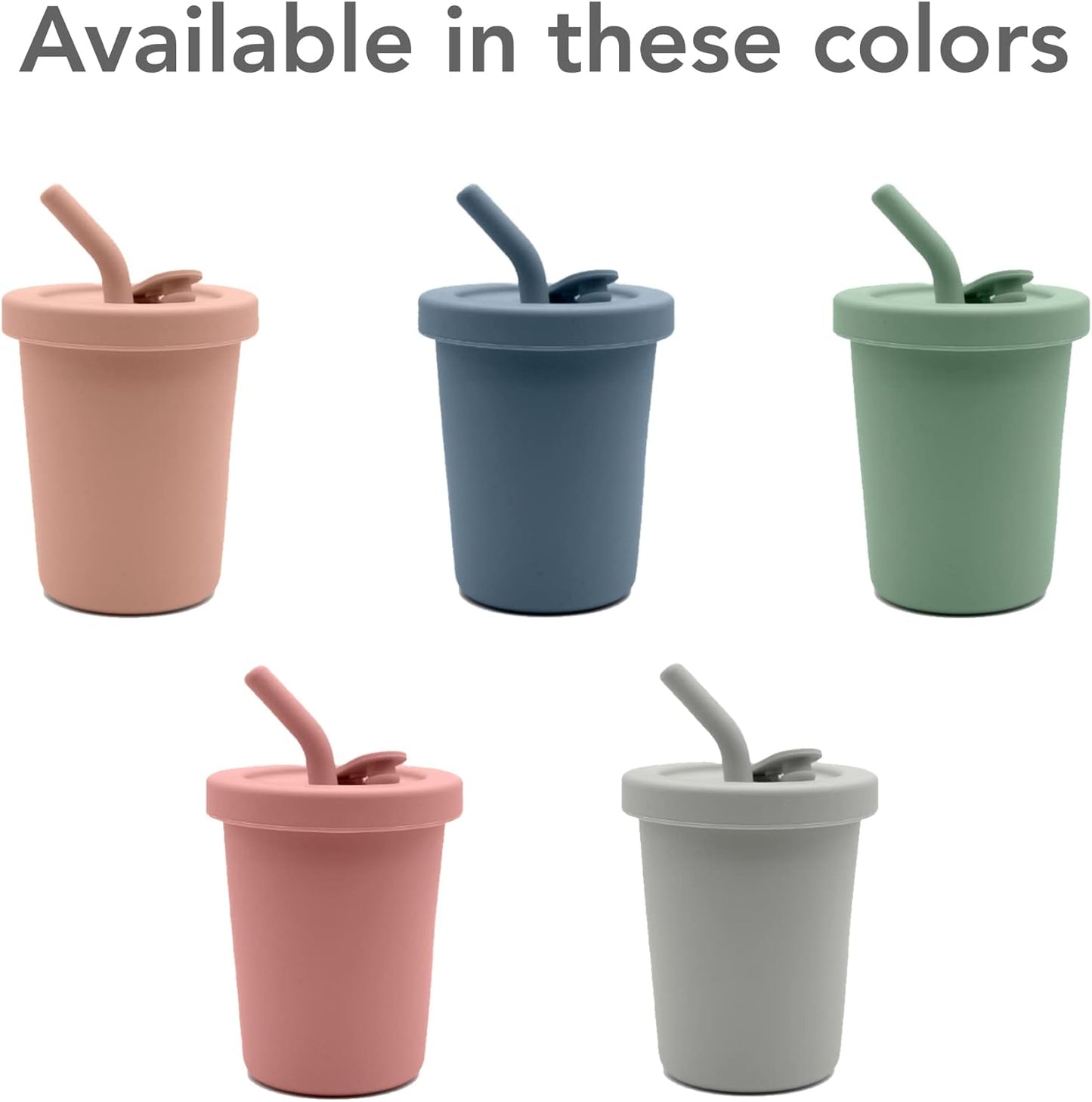 Nouka Straw Cup | 100% Food-Grade Silicone | Spill-Proof | Non-Slip & Soft | Dishwasher Friendly | Fern | Size 8 Oz