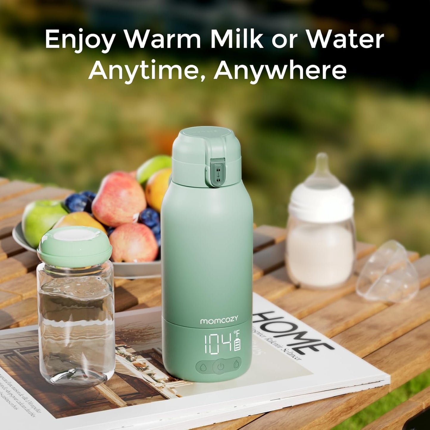 Portable Milk Warmer for Travel – Dual Heating for Breast Milk & Water, Fast Heating, Long Battery Life, 17 Oz Large Capacity for All-Day Feeding Convenience