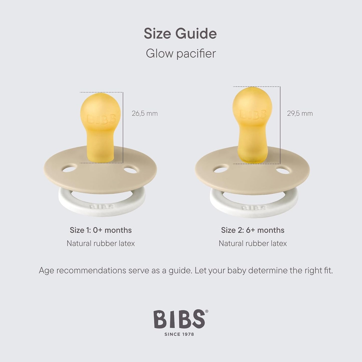 Colour Glow 2 Pack Pacifiers - BPA Free | Made in Denmark | Sand Glow/Iron Glow | Size 6-18 Months