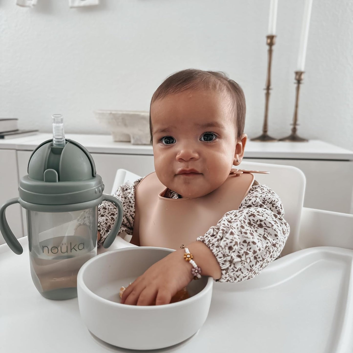 Nouka Suction Bowl | 100% Food-Grade Silicone | Comes with a Tab Lifts & Suction Base | Non-Slip & Soft | Dishwasher Friendly | Bloom | Size 320Ml