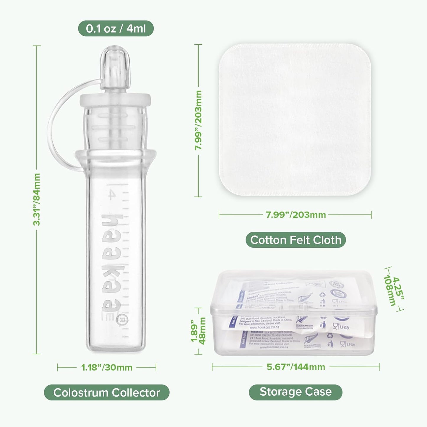 Colostrum Collector with Storage Case Set, Included 1 Pc Reusable Cotton Wipe and Storage Box (0.1Oz/4Ml, 6 Pcs)