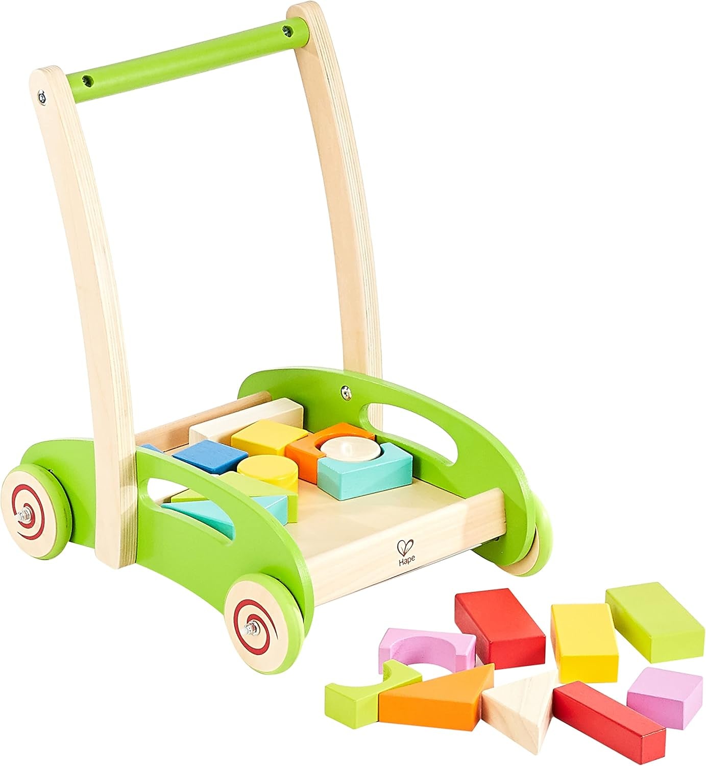 - Block and Roll Cart Wooden Push and Pull Toy