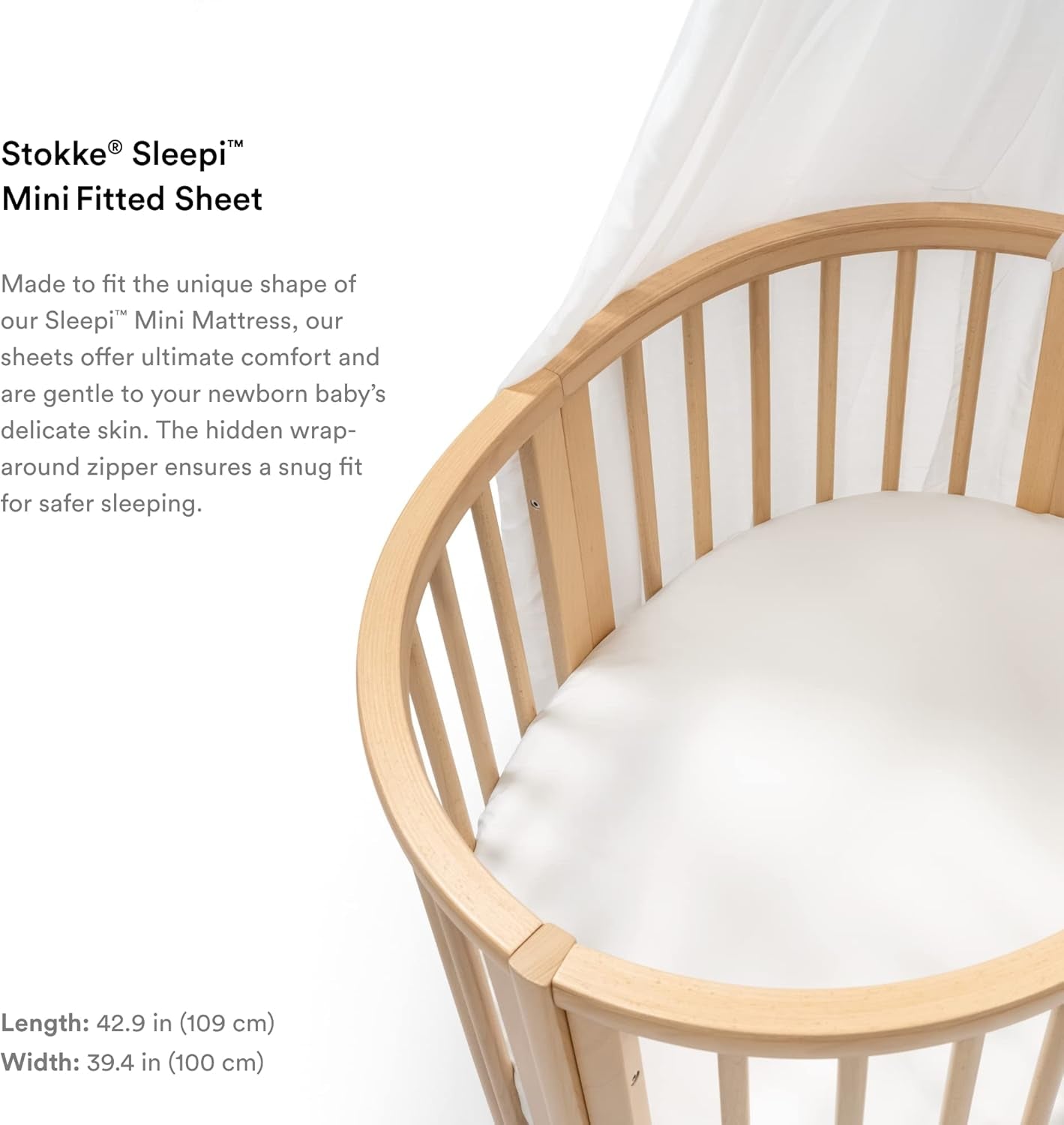Sleepi Mini Fitted Sheet, White - Soft Sheets for Sweet Dreams - Made for the Oval Sleepi Mini Mattress - Safe, Stylish & Washable - 100% Fine Cotton Percale