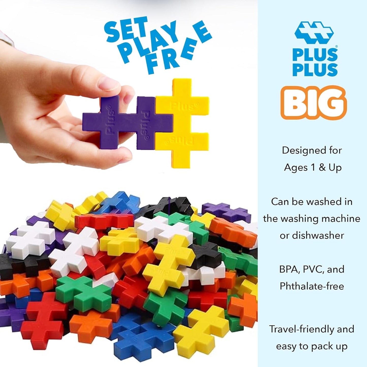 - Big Basic Mix - 100 Pieces - Interlocking Building Blocks and Construction Set - STEM Toy for Kids - Age 1 to 6 Years - P3210