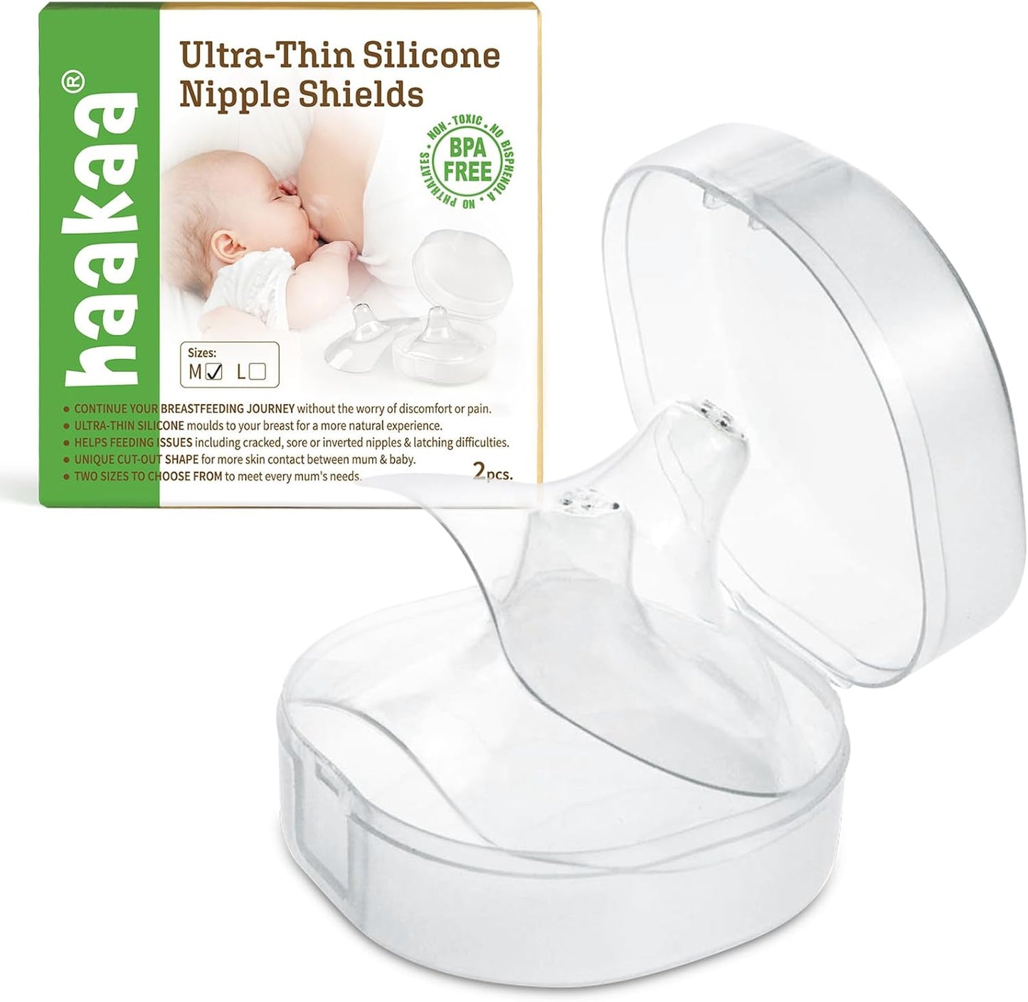Nippleshield Silicone Nipple Shields for Breastfeeding with Carry Case Ultra-Thin Super-Soft (18Mm, 2Pk)