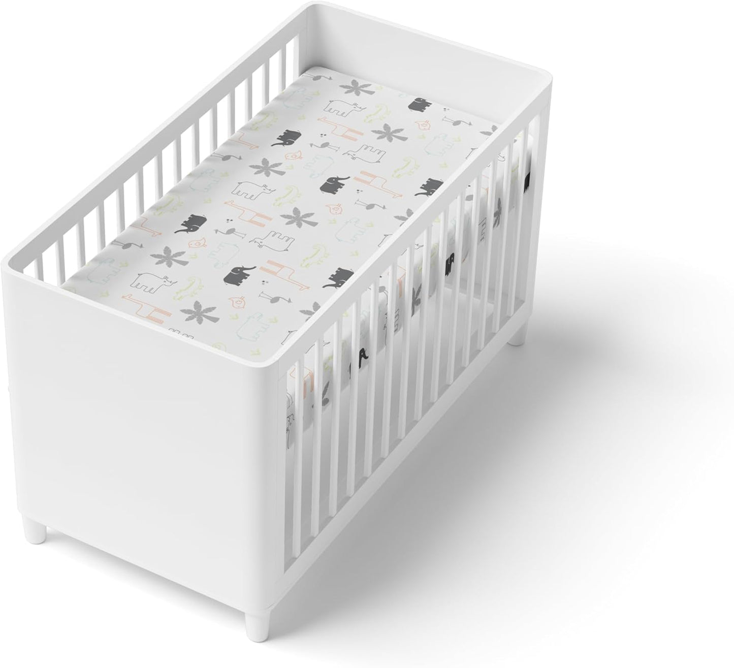 Baby 100% Breathable Cotton Percale Baby Crib Sheet, Fully Elasticized - Made in Canada 28" X 52" Multi Jungle Animal