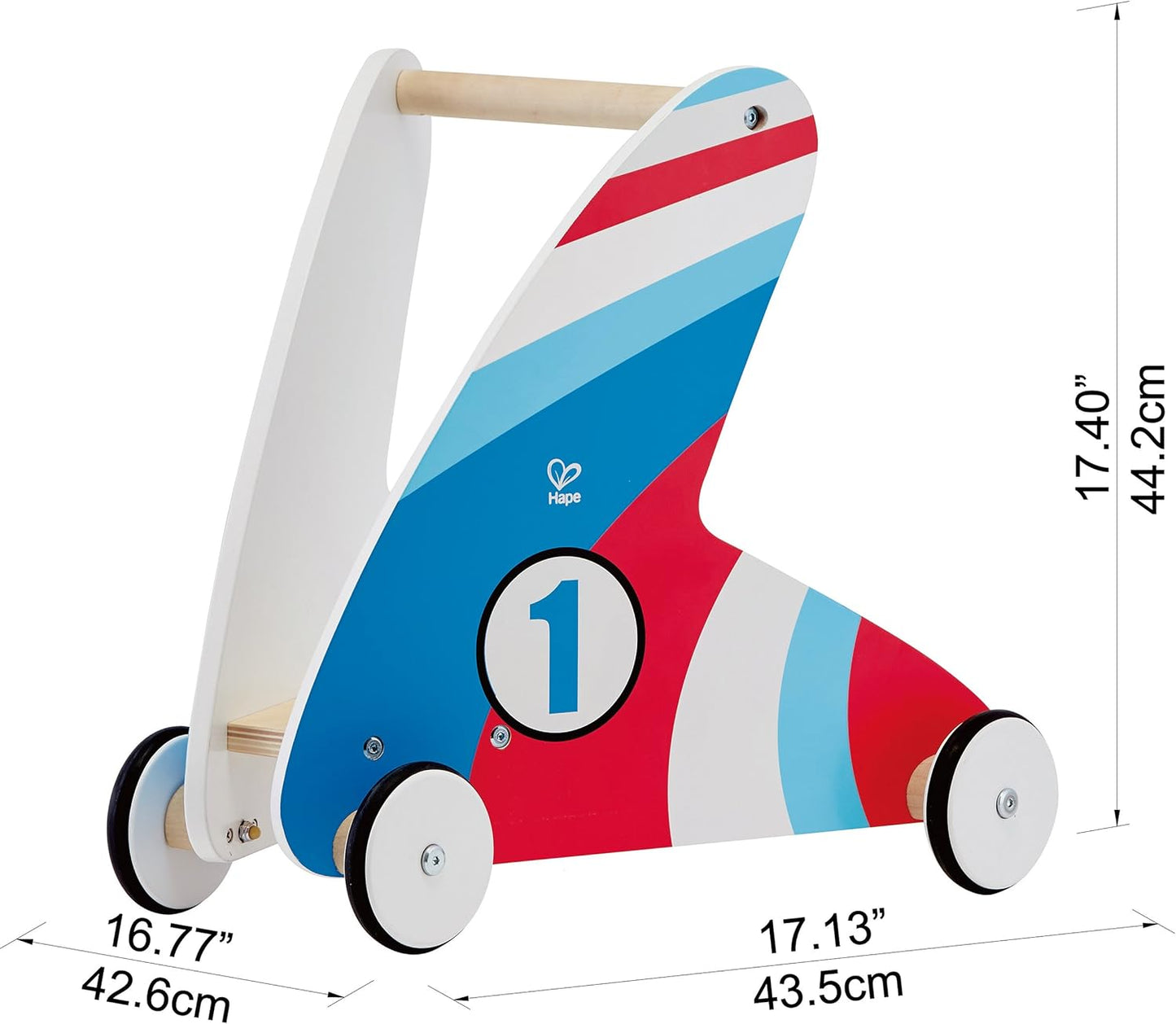 Racing Stripes Wooden Push and Pull Walker